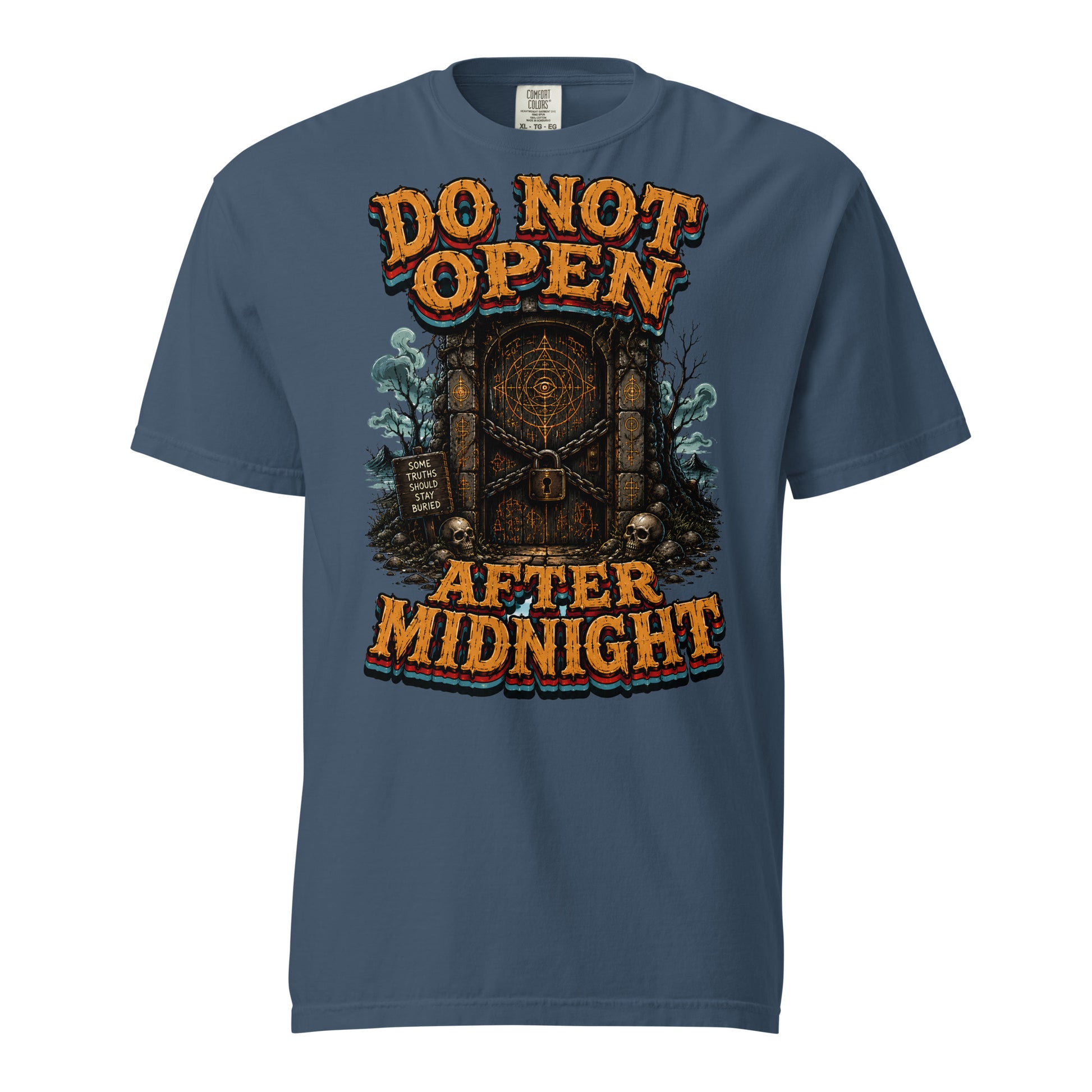 Do Not Open After Midnight Horror Mystery Garment-Dyed Heavyweight Tee by printfluence.net
