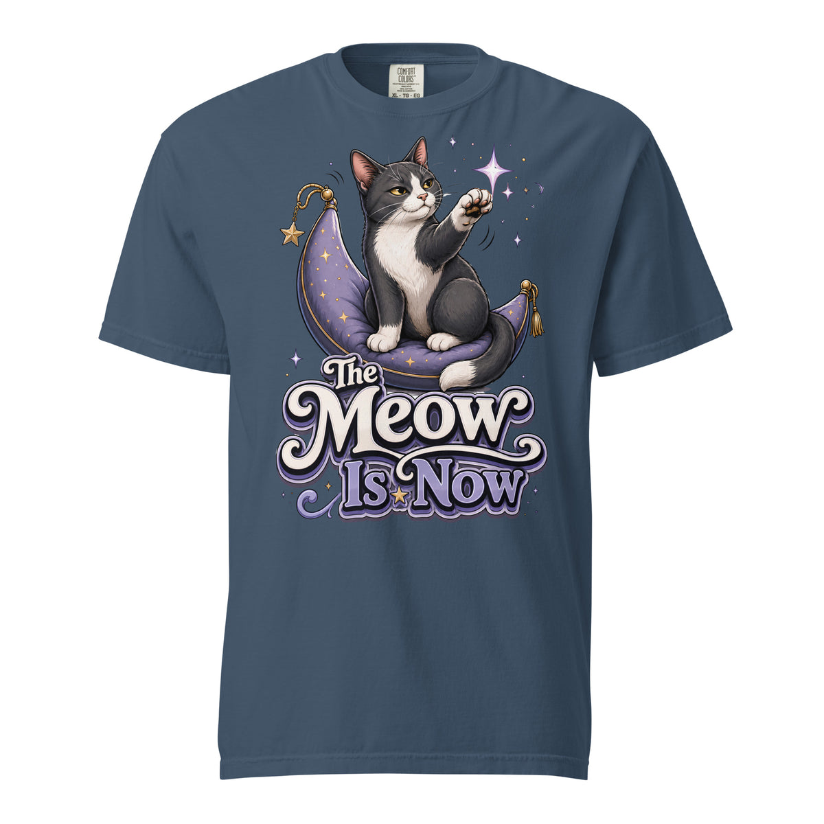 Cat Lovers "The Meow Is Now" Garment-Dyed Heavyweight T-Shirt by printfluence.net