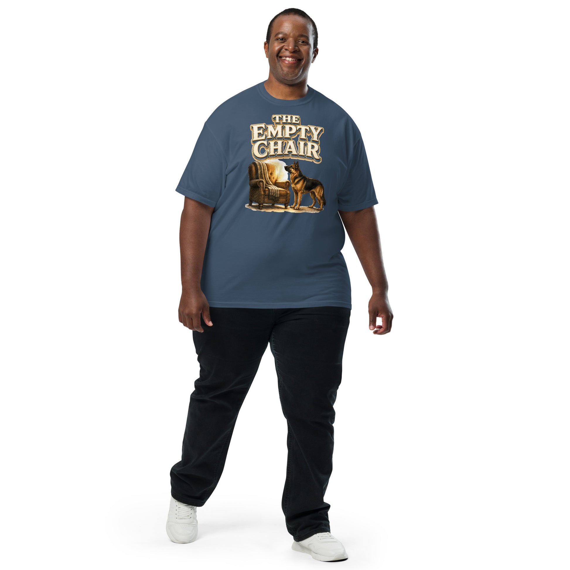 German Shepherd Empty Chair Heavyweight T-Shirt by printfluence.net