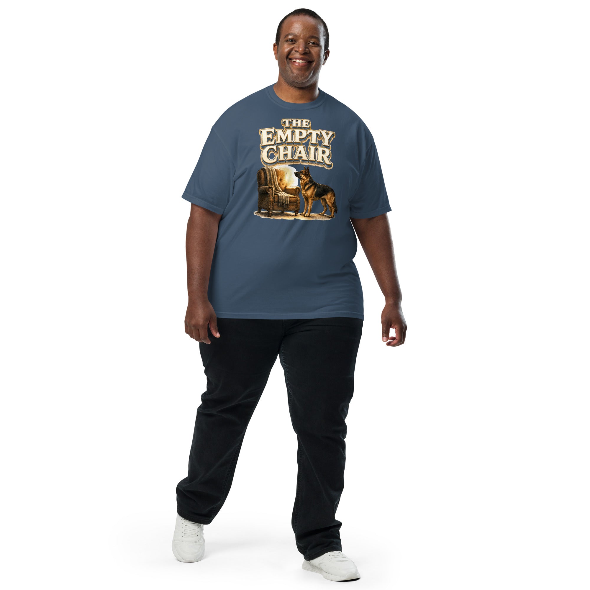 German Shepherd Empty Chair Heavyweight T-Shirt by printfluence.net