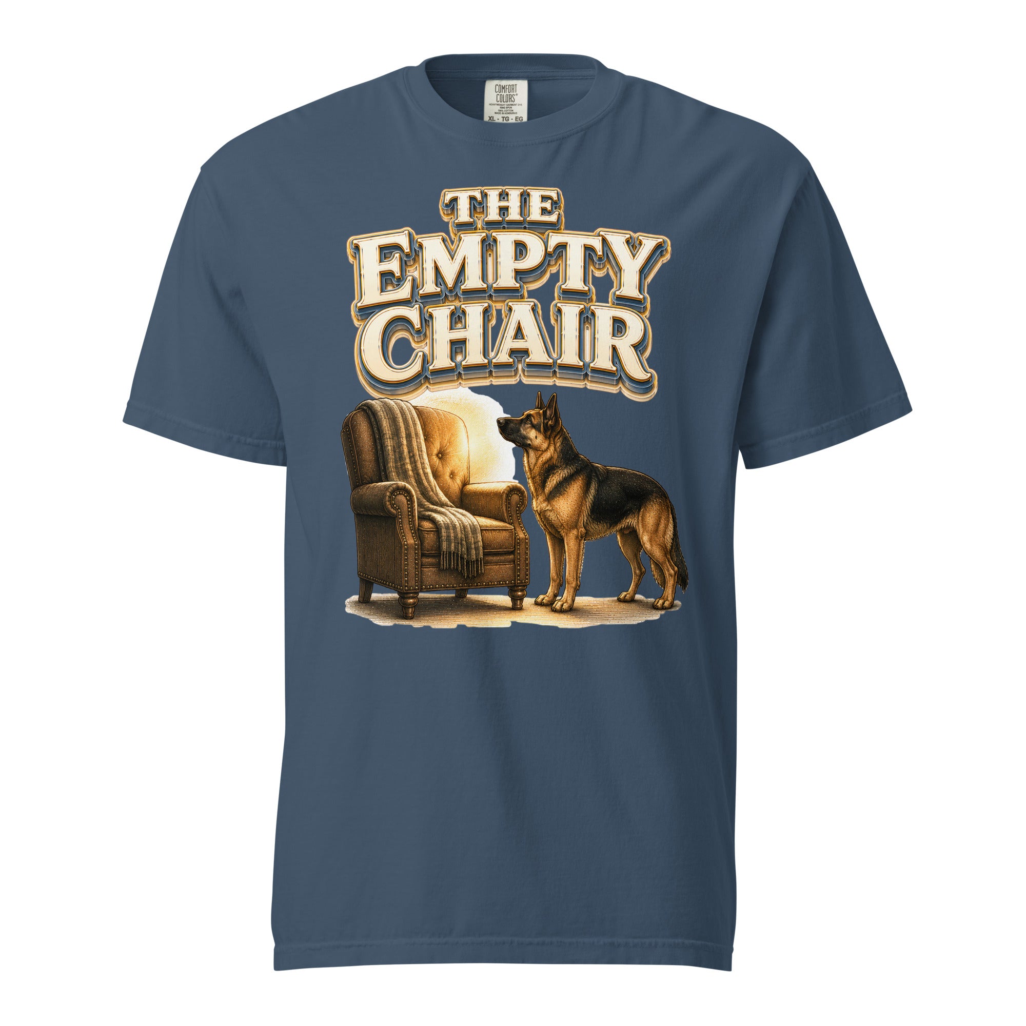 German Shepherd Empty Chair Heavyweight T-Shirt by printfluence.net