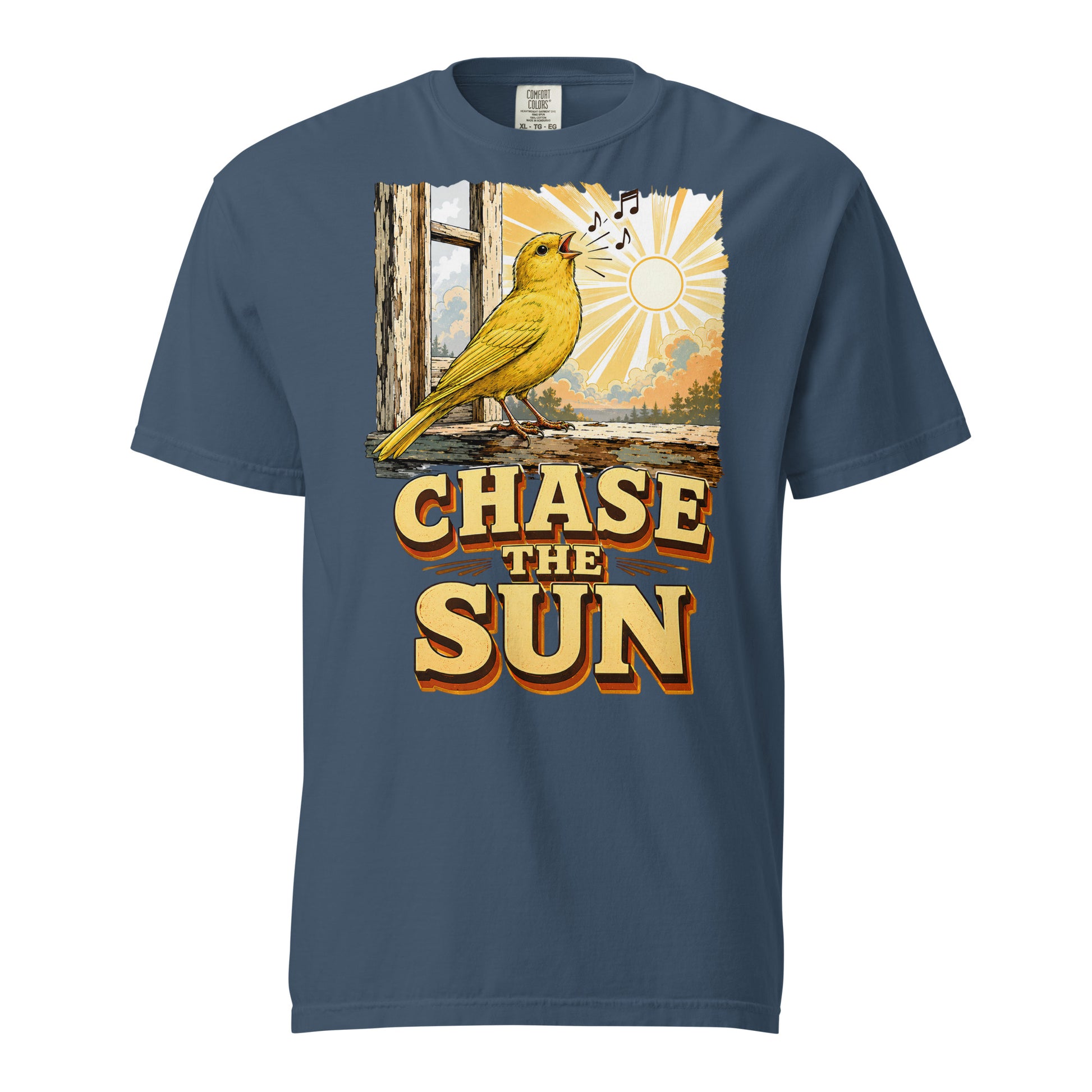 Vintage Chase The Sun Faded Oversized Tee - Retro Canary Lovers T-Shirt T-1 by printfluence.net