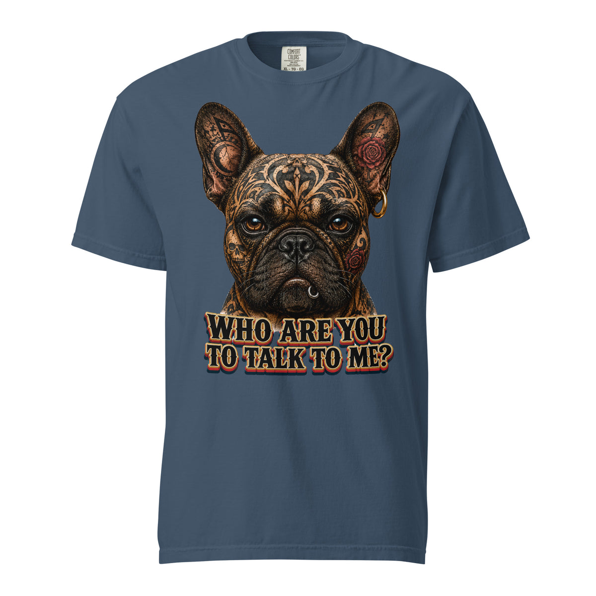 Edgy Frenchie Heavyweight Tee - Garment Dyed French Bulldog Lovers T-Shirt T-1 by printfluence.net