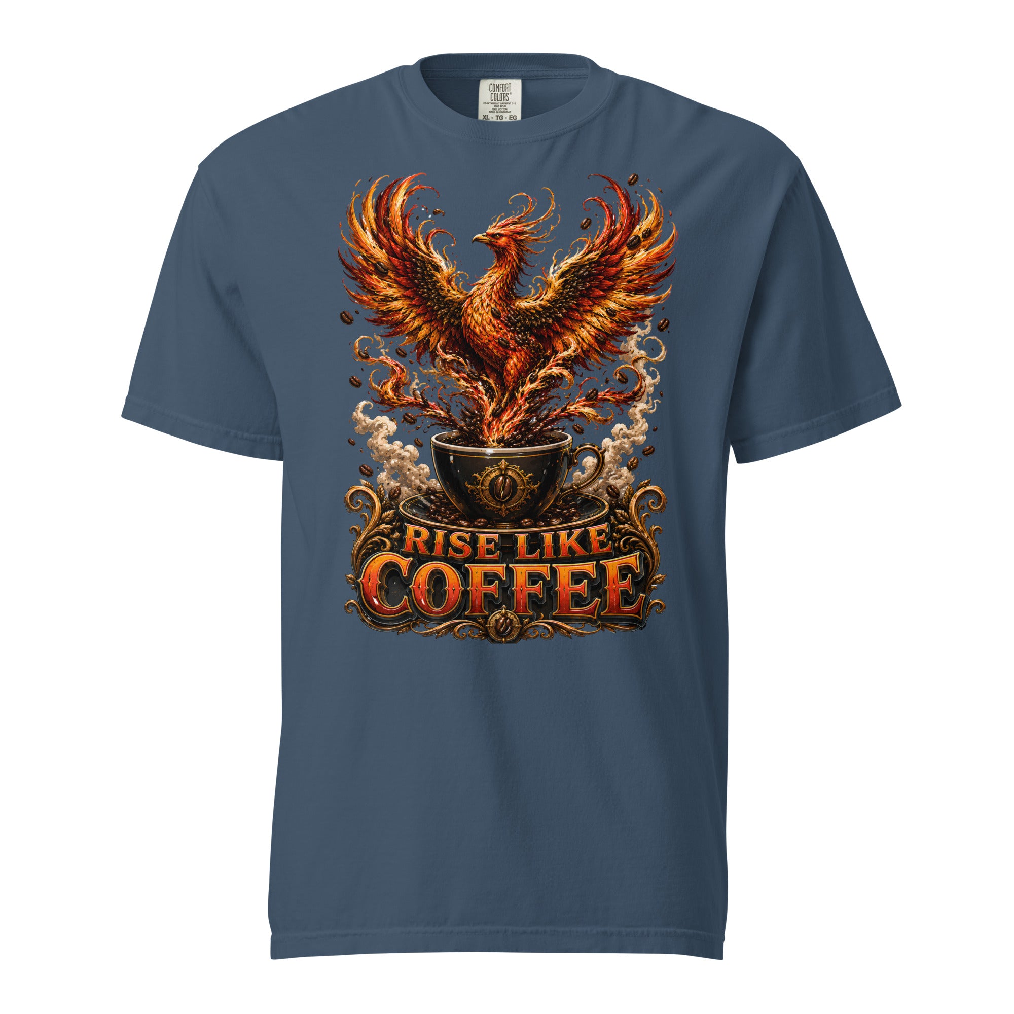 Coffee Lovers Unisex Garment-Dyed Heavyweight T-shirt Rise Like Coffee – Epic Phoenix Graphic Tee by printfluence.net