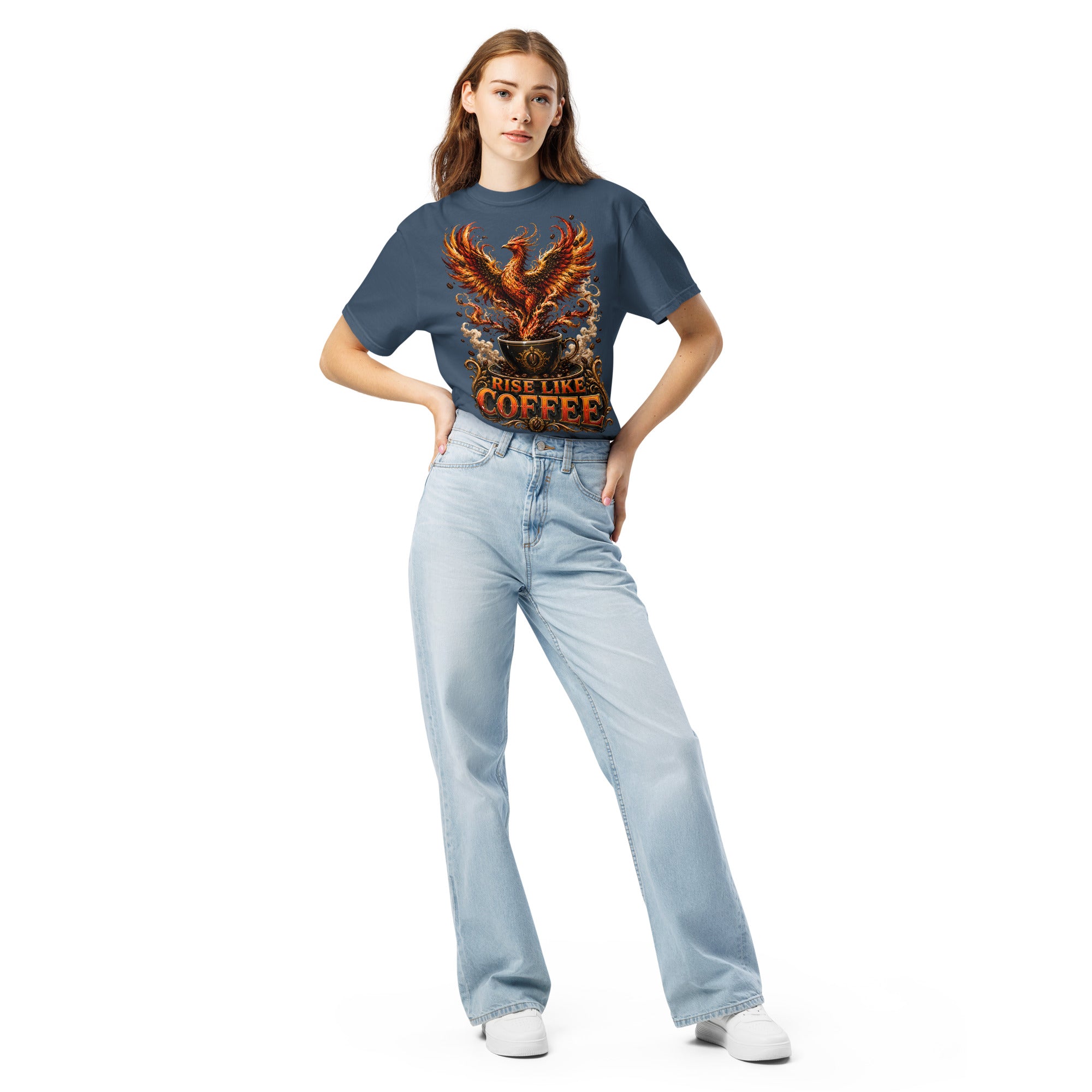 Coffee Lovers Unisex Garment-Dyed Heavyweight T-shirt Rise Like Coffee – Epic Phoenix Graphic Tee by printfluence.net