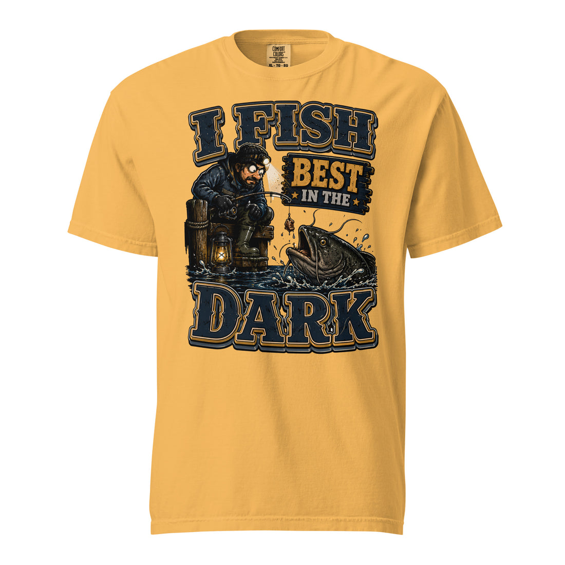 I Fish Best In The Dark Heavyweight Tee | Fishing Lovers Gift by printfluence.net