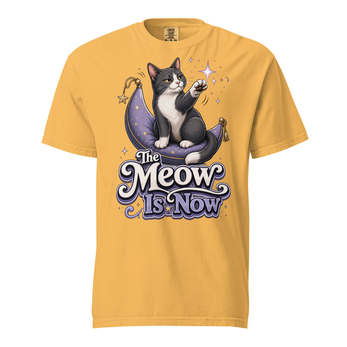 Cat Lovers "The Meow Is Now" Garment-Dyed Heavyweight T-Shirt by printfluence.net