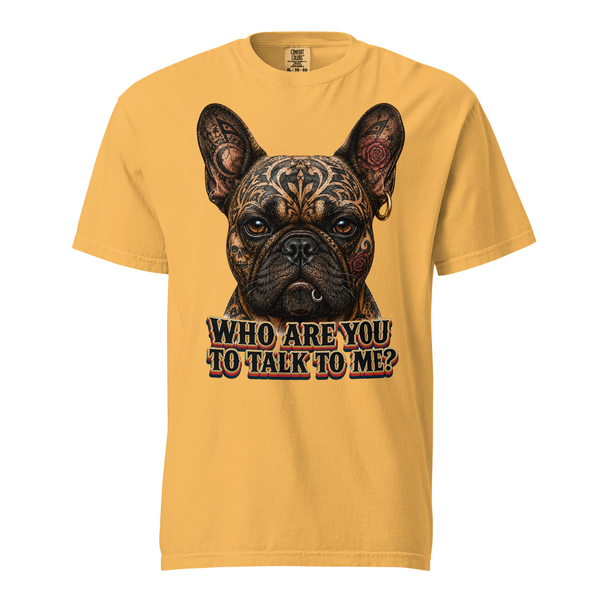 Edgy Frenchie Heavyweight Tee - Garment Dyed French Bulldog Lovers T-Shirt T-1 by printfluence.net