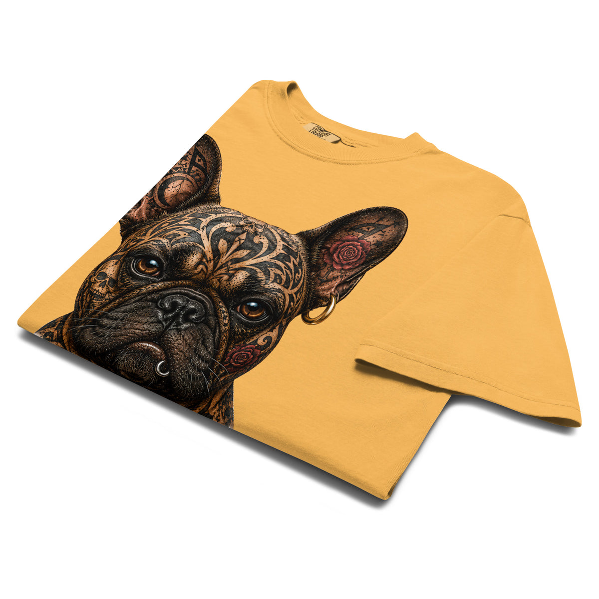 Edgy Frenchie Heavyweight Tee - Garment Dyed French Bulldog Lovers T-Shirt T-1 by printfluence.net