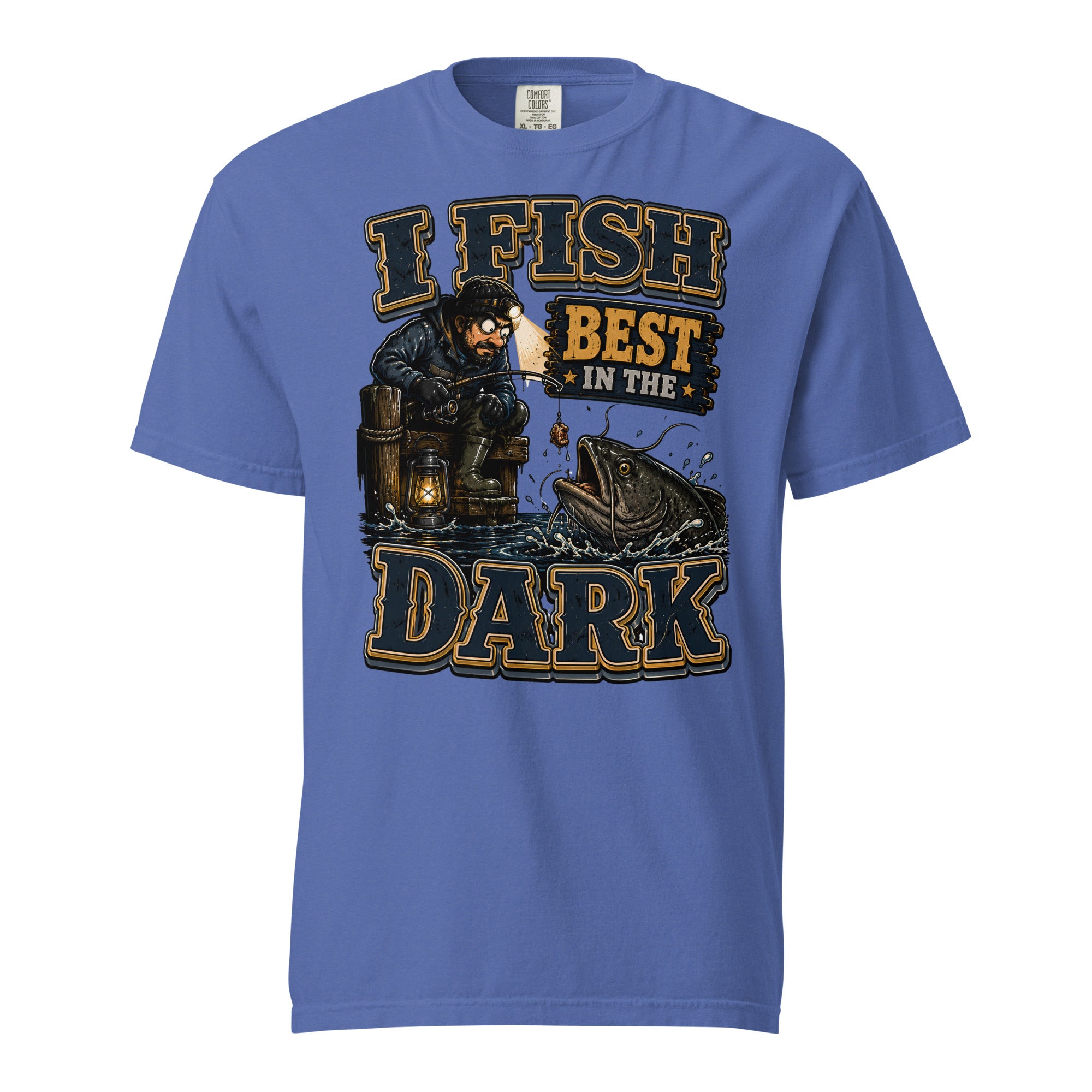I Fish Best In The Dark Heavyweight Tee | Fishing Lovers Gift by printfluence.net