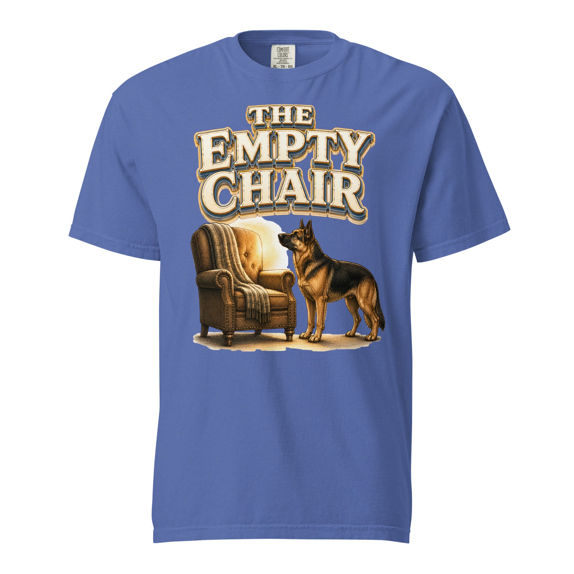 German Shepherd Empty Chair Heavyweight T-Shirt by printfluence.net