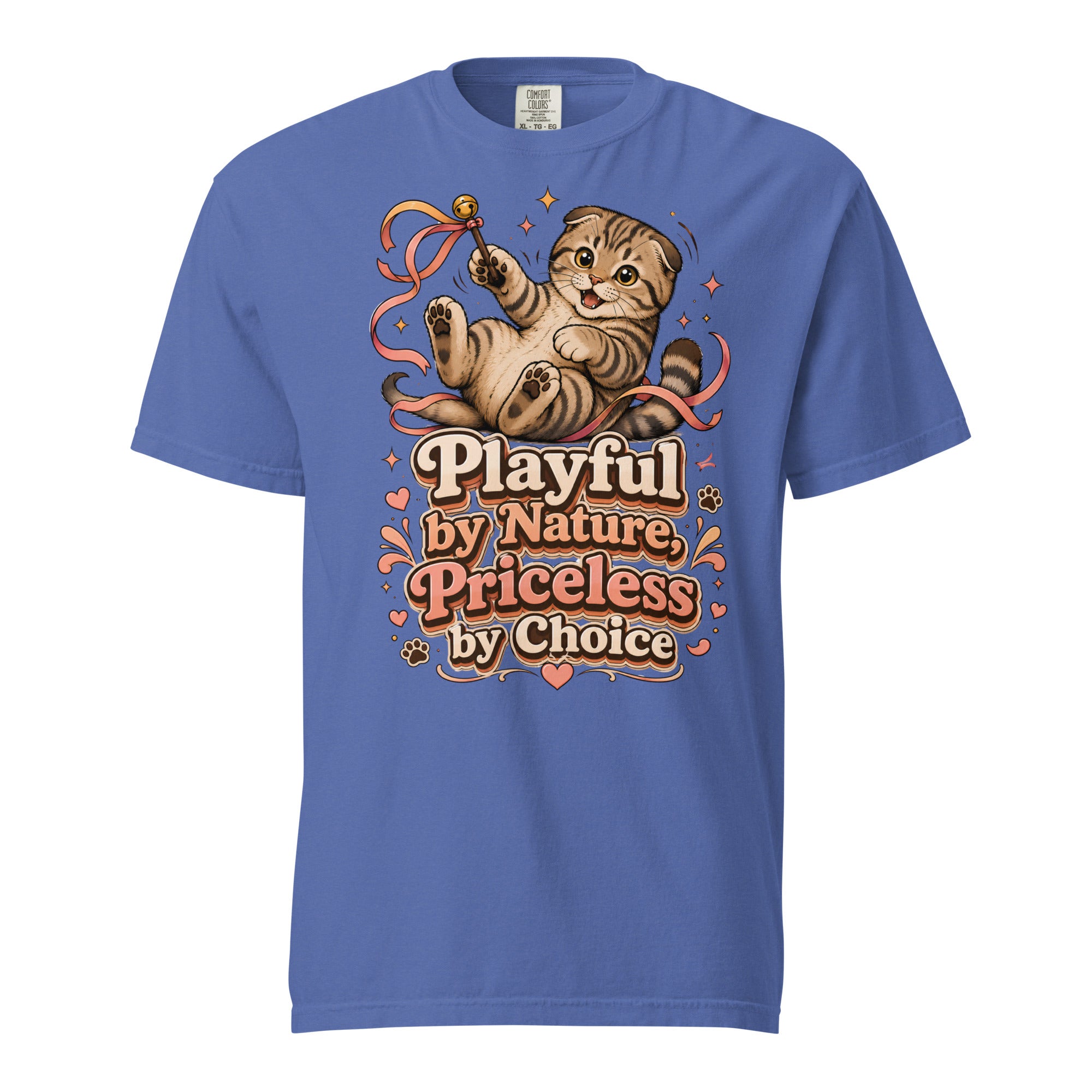 Cat Lovers Unisex Garment-Dyed Heavyweight T-Shirt "Playful by Nature, Priceless by Choice" by printfluence.net