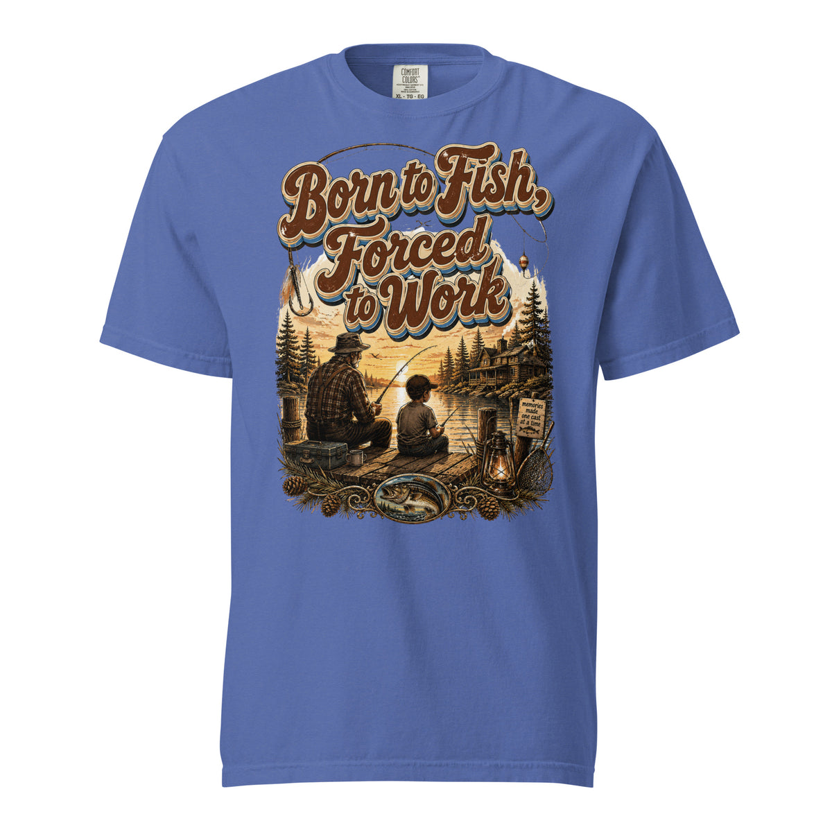Fishing Lovers | Unisex Garment-Dyed Heavyweight T-Shirt — Born to Fish, Forced to Work by printfluence