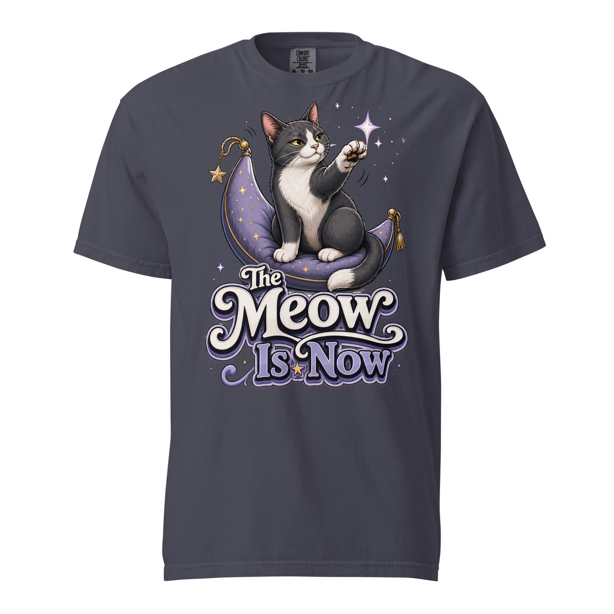 Cat Lovers "The Meow Is Now" Garment-Dyed Heavyweight T-Shirt by printfluence.net