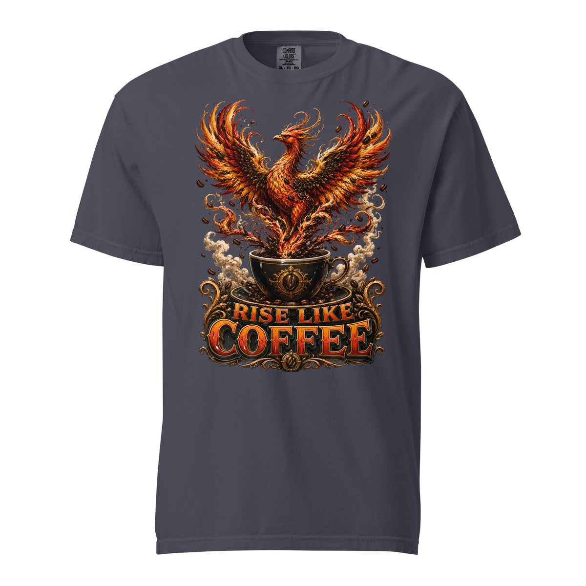 Coffee Lovers Unisex Garment-Dyed Heavyweight T-shirt Rise Like Coffee – Epic Phoenix Graphic Tee by printfluence.net