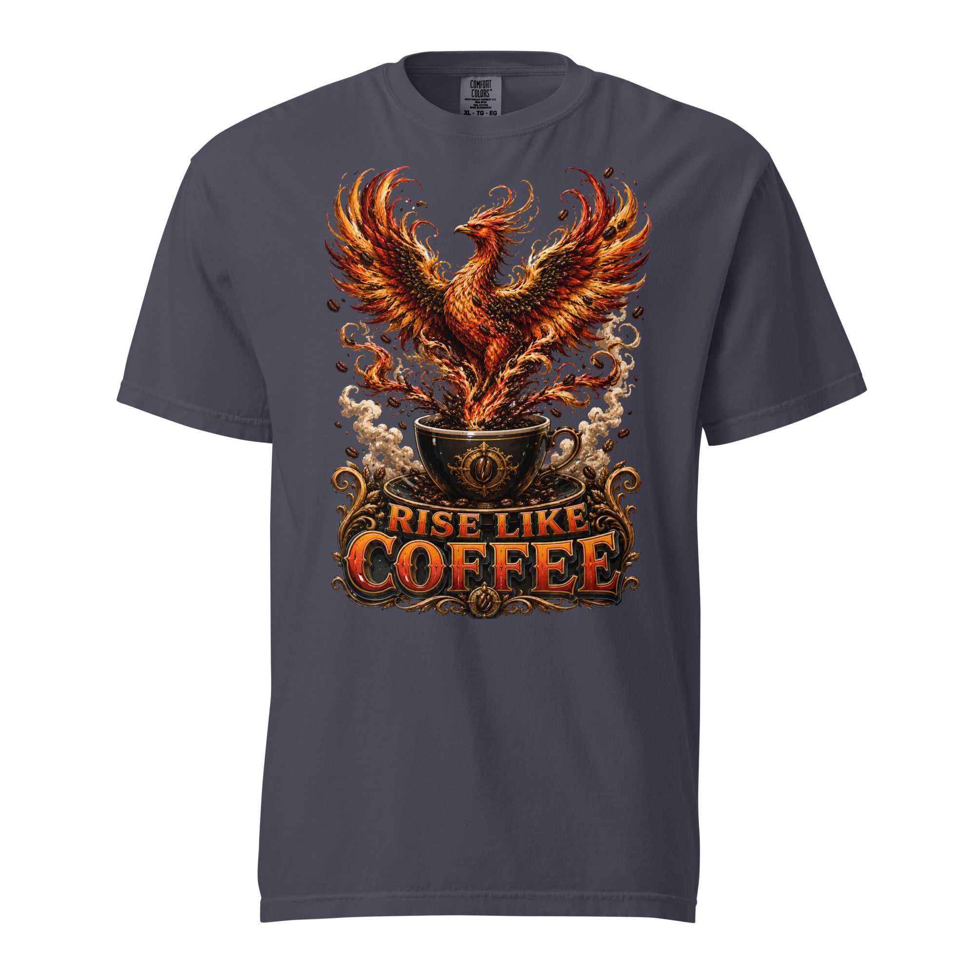 Coffee Lovers Unisex Garment-Dyed Heavyweight T-shirt Rise Like Coffee – Epic Phoenix Graphic Tee by printfluence.net
