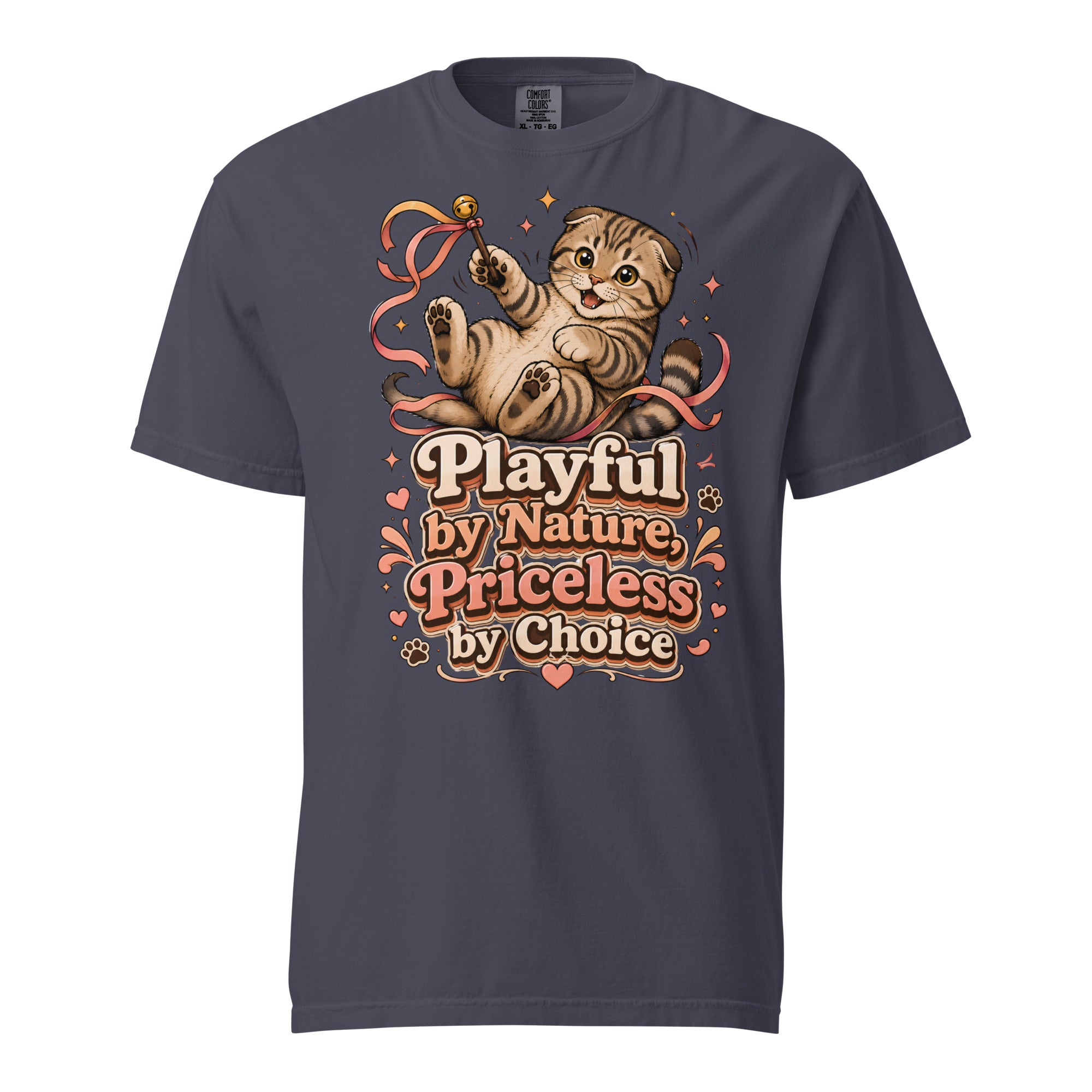 Cat Lovers Unisex Garment-Dyed Heavyweight T-Shirt "Playful by Nature, Priceless by Choice" by printfluence.net