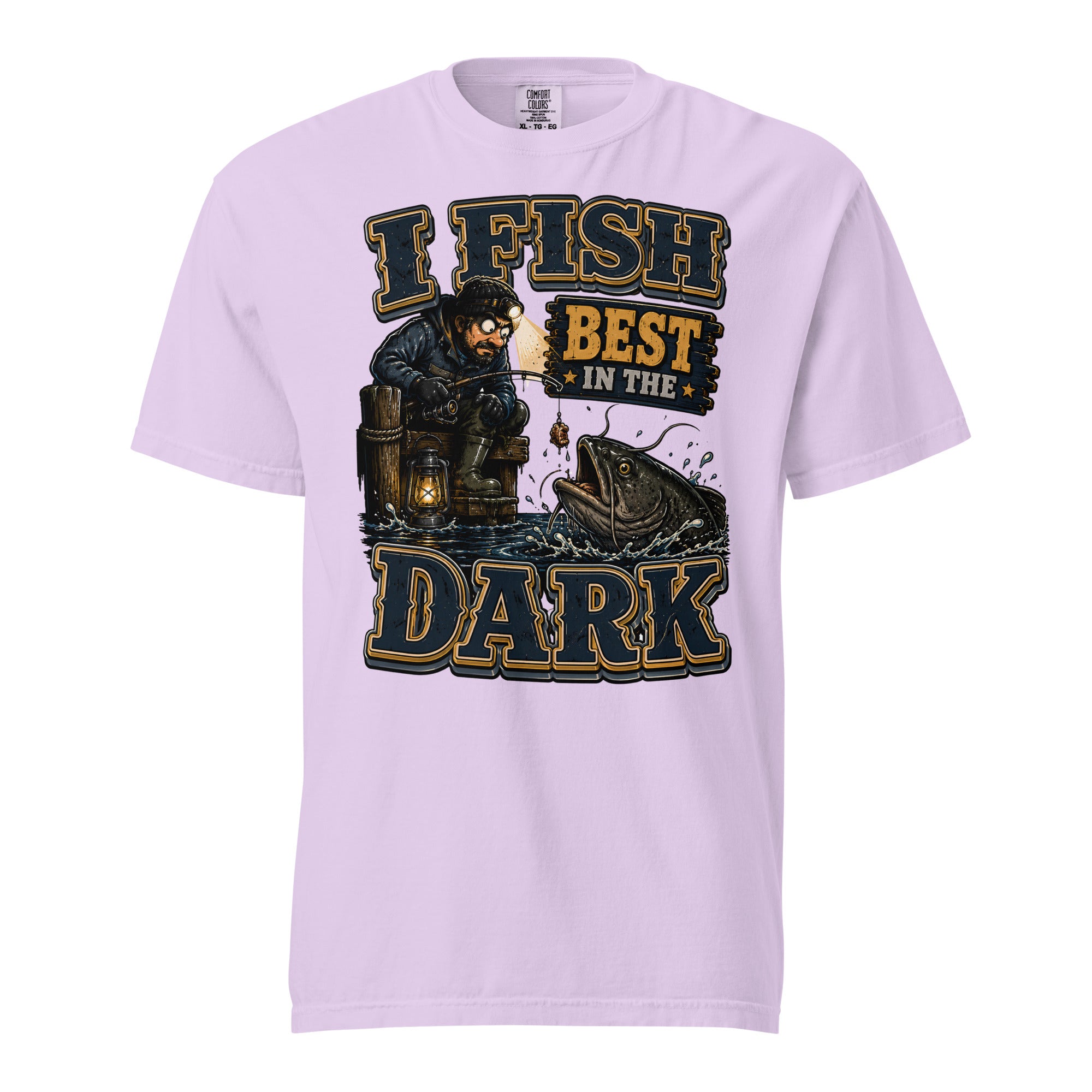 I Fish Best In The Dark Heavyweight Tee | Fishing Lovers Gift by printfluence.net