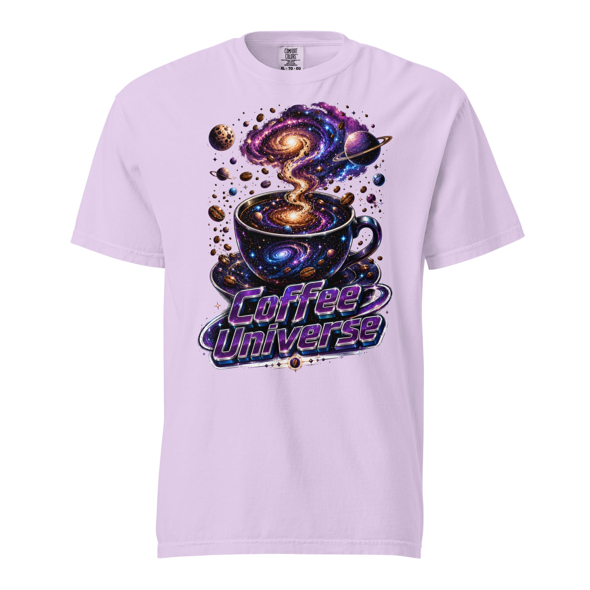 Coffee Lovers Unisex Garment-Dyed Heavyweight T-Shirt Coffee Universe – Cosmic Galaxy & Coffee Bean Graphic Tee by printfluence.net