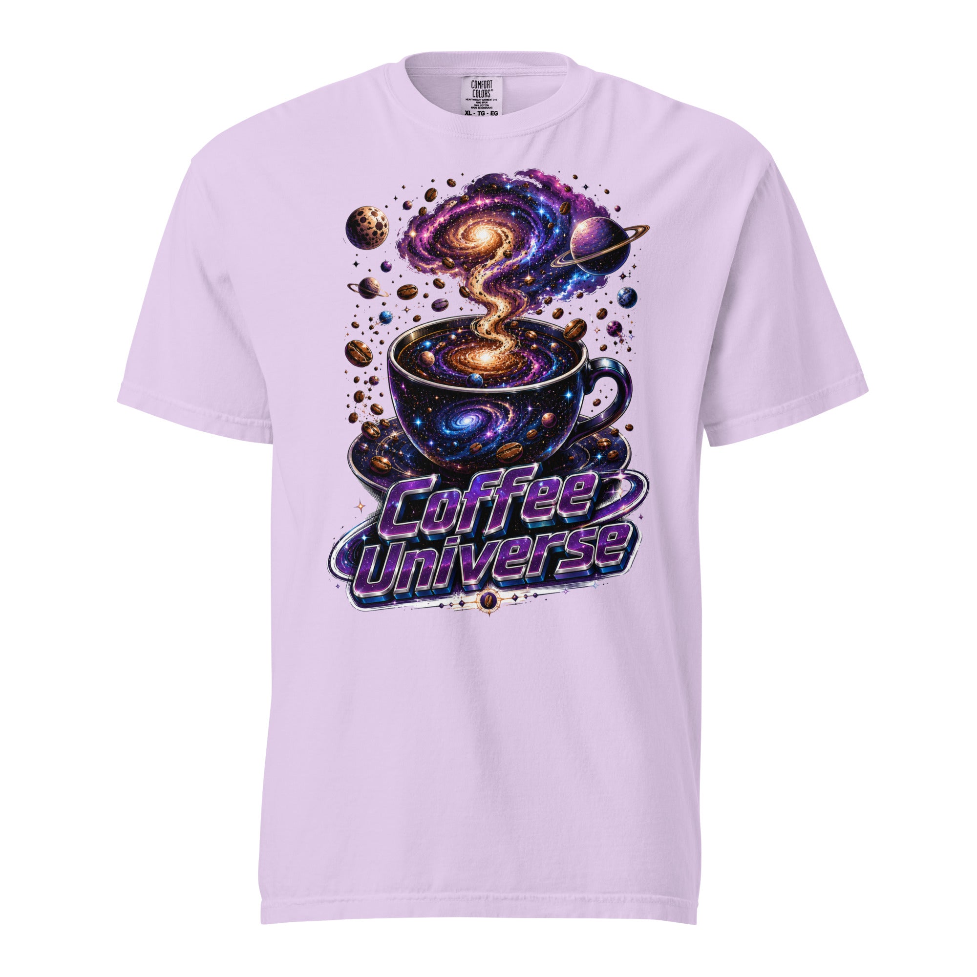 Coffee Lovers Unisex Garment-Dyed Heavyweight T-Shirt Coffee Universe – Cosmic Galaxy & Coffee Bean Graphic Tee by printfluence.net