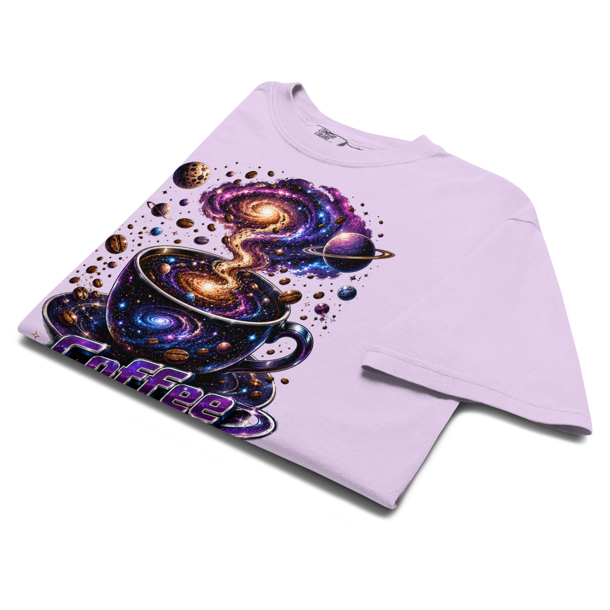 Coffee Lovers Unisex Garment-Dyed Heavyweight T-Shirt Coffee Universe – Cosmic Galaxy & Coffee Bean Graphic Tee by printfluence.net