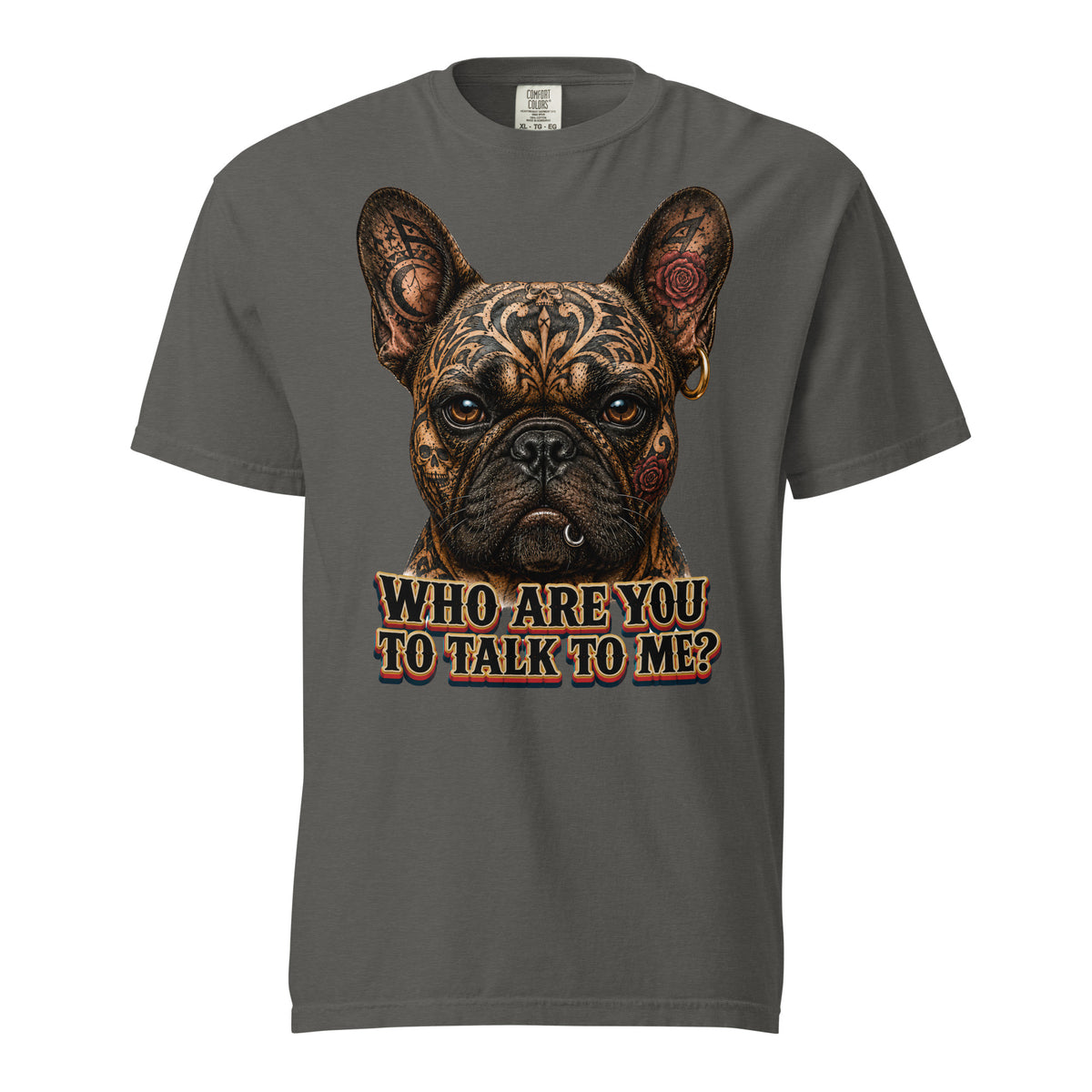 Edgy Frenchie Heavyweight Tee - Garment Dyed French Bulldog Lovers T-Shirt T-1 by printfluence.net