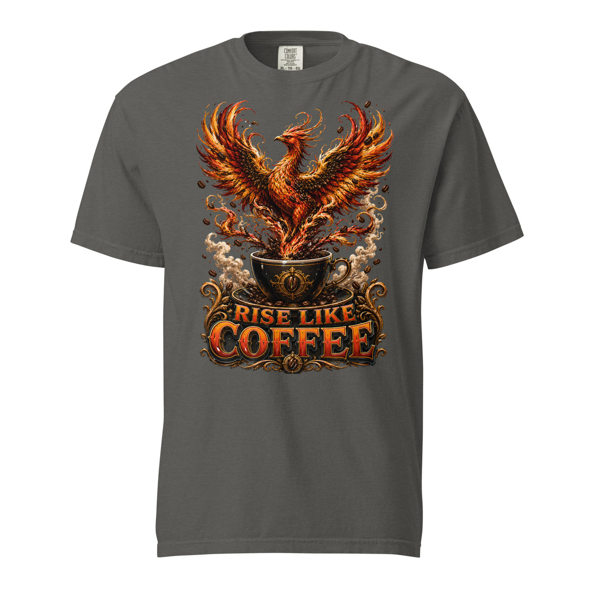 Coffee Lovers Unisex Garment-Dyed Heavyweight T-shirt Rise Like Coffee – Epic Phoenix Graphic Tee by printfluence.net