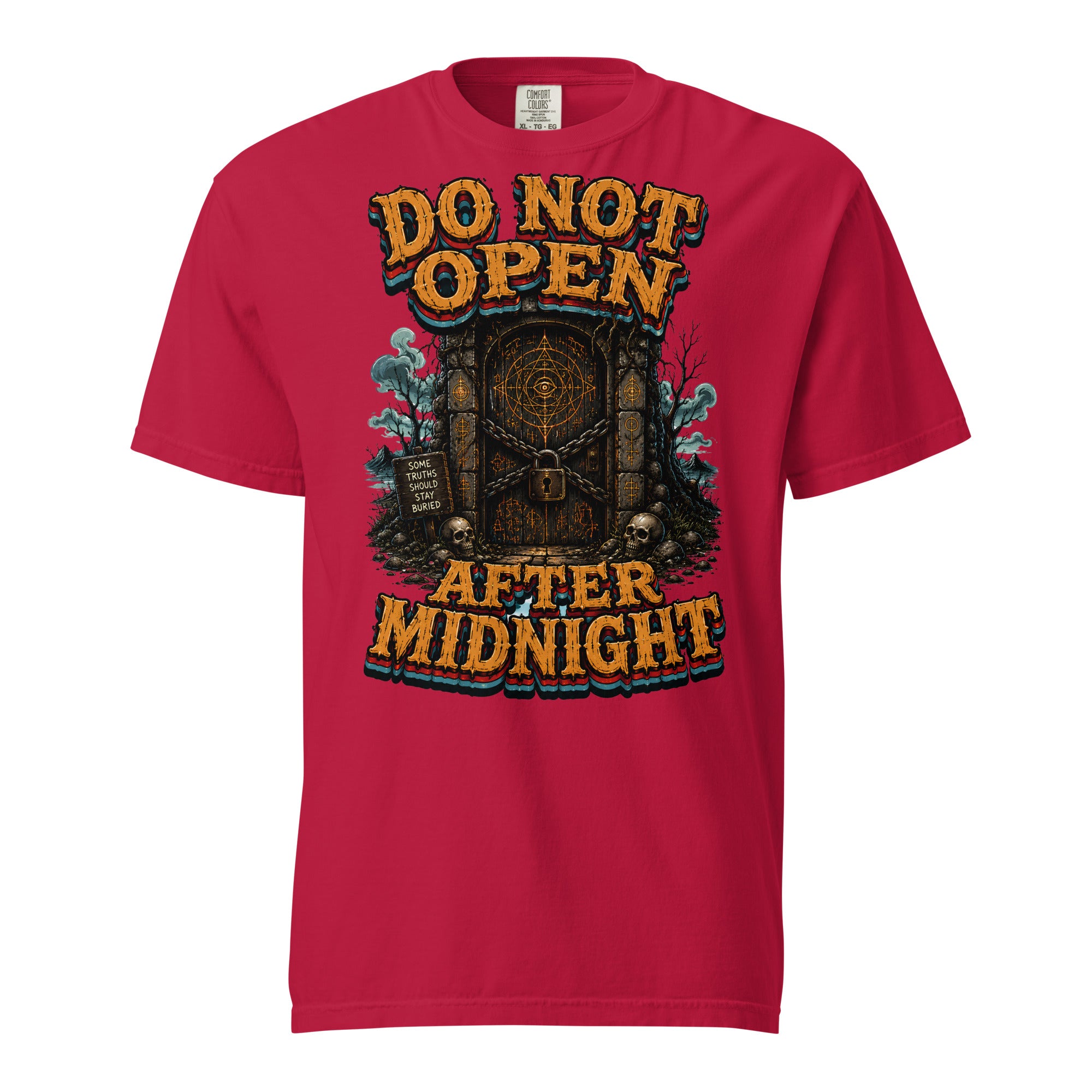 Do Not Open After Midnight Horror Mystery Garment-Dyed Heavyweight Tee by printfluence.net