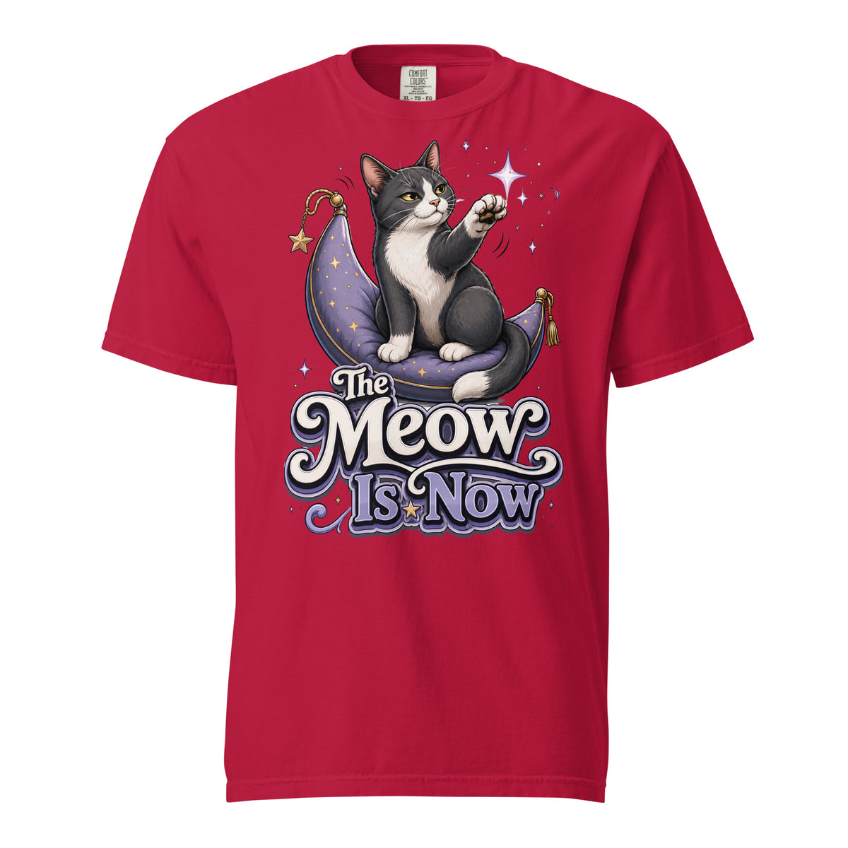 Cat Lovers "The Meow Is Now" Garment-Dyed Heavyweight T-Shirt by printfluence.net