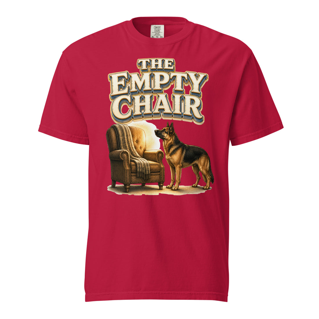 German Shepherd Empty Chair Heavyweight T-Shirt by printfluence.net