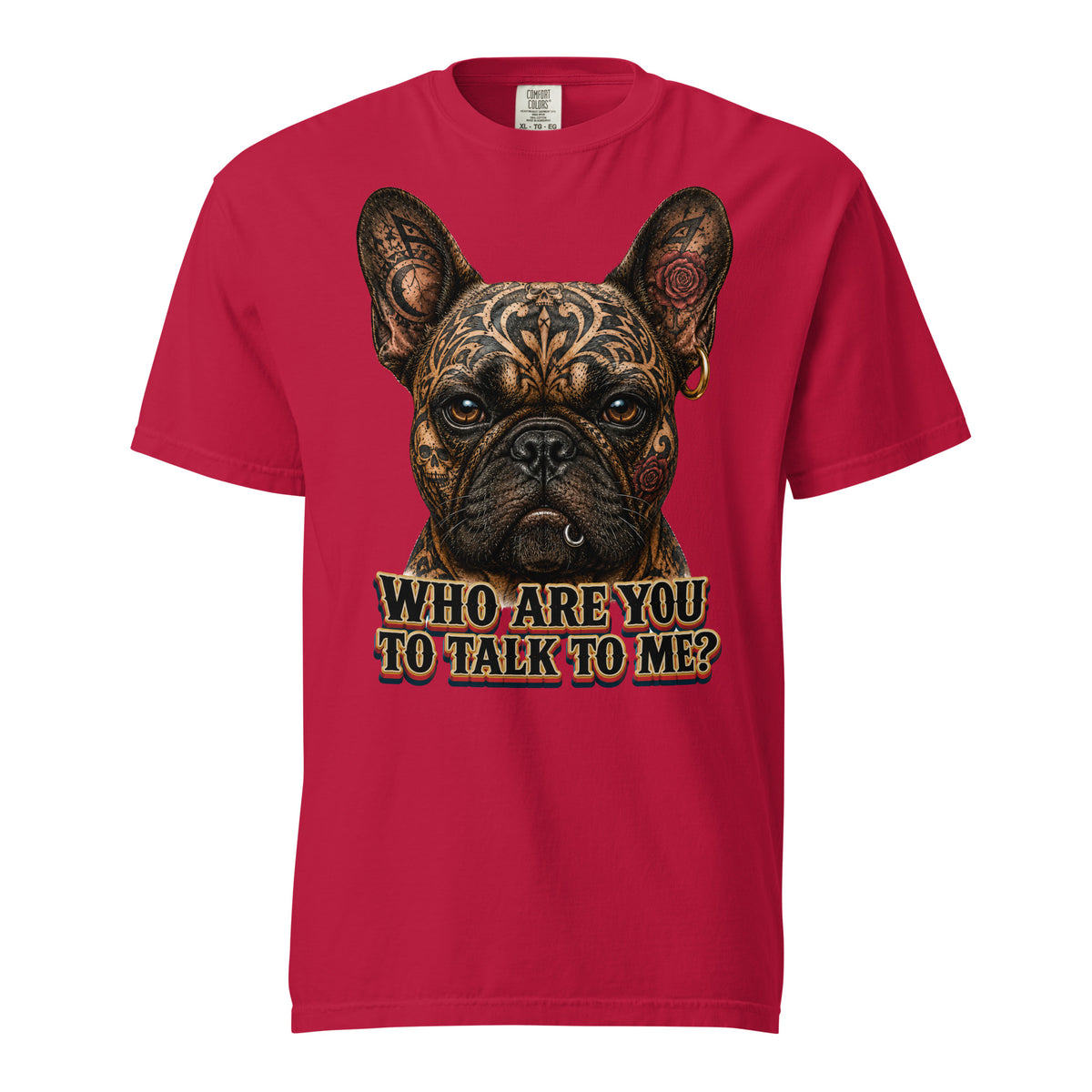 Edgy Frenchie Heavyweight Tee - Garment Dyed French Bulldog Lovers T-Shirt T-1 by printfluence.net