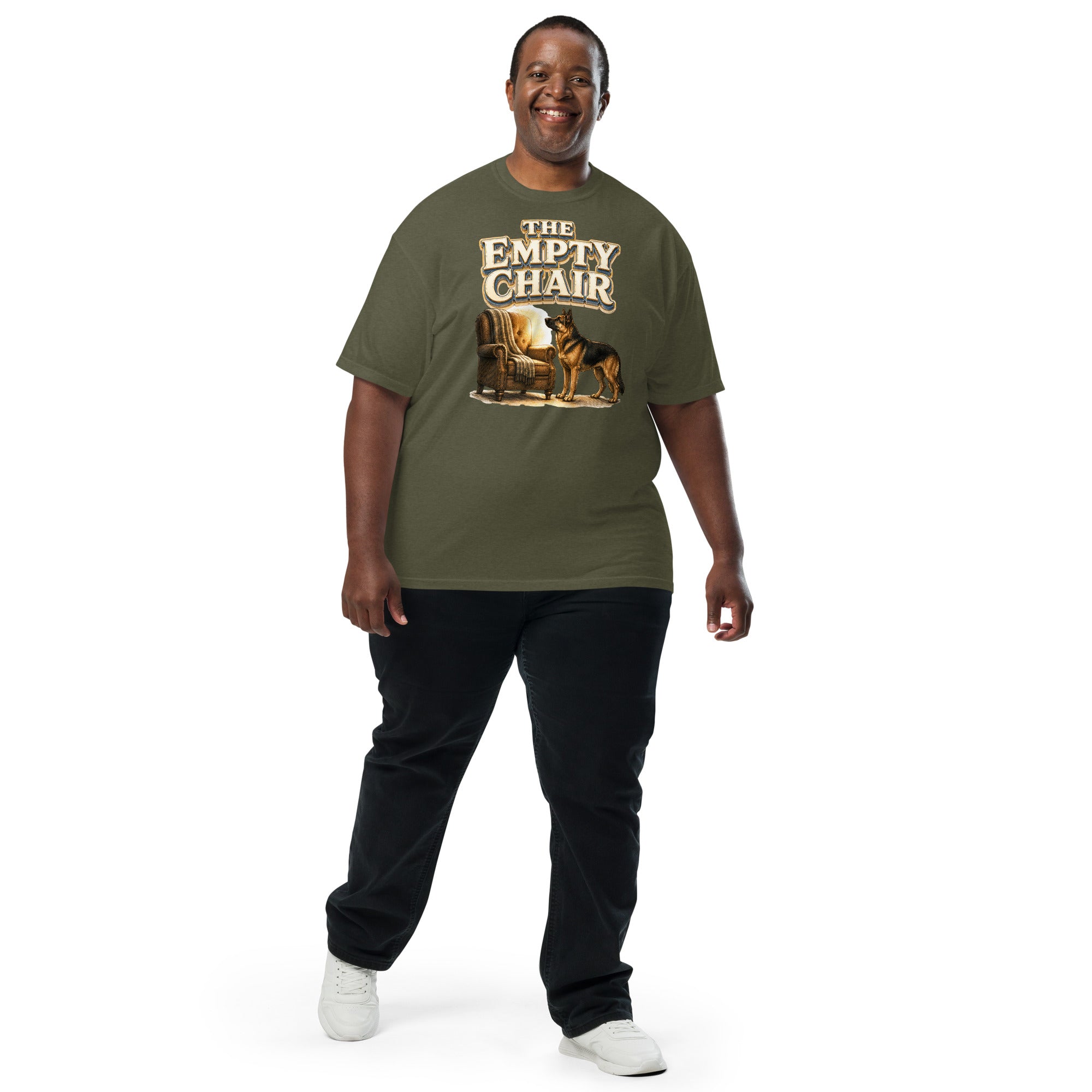 German Shepherd Empty Chair Heavyweight T-Shirt by printfluence.net