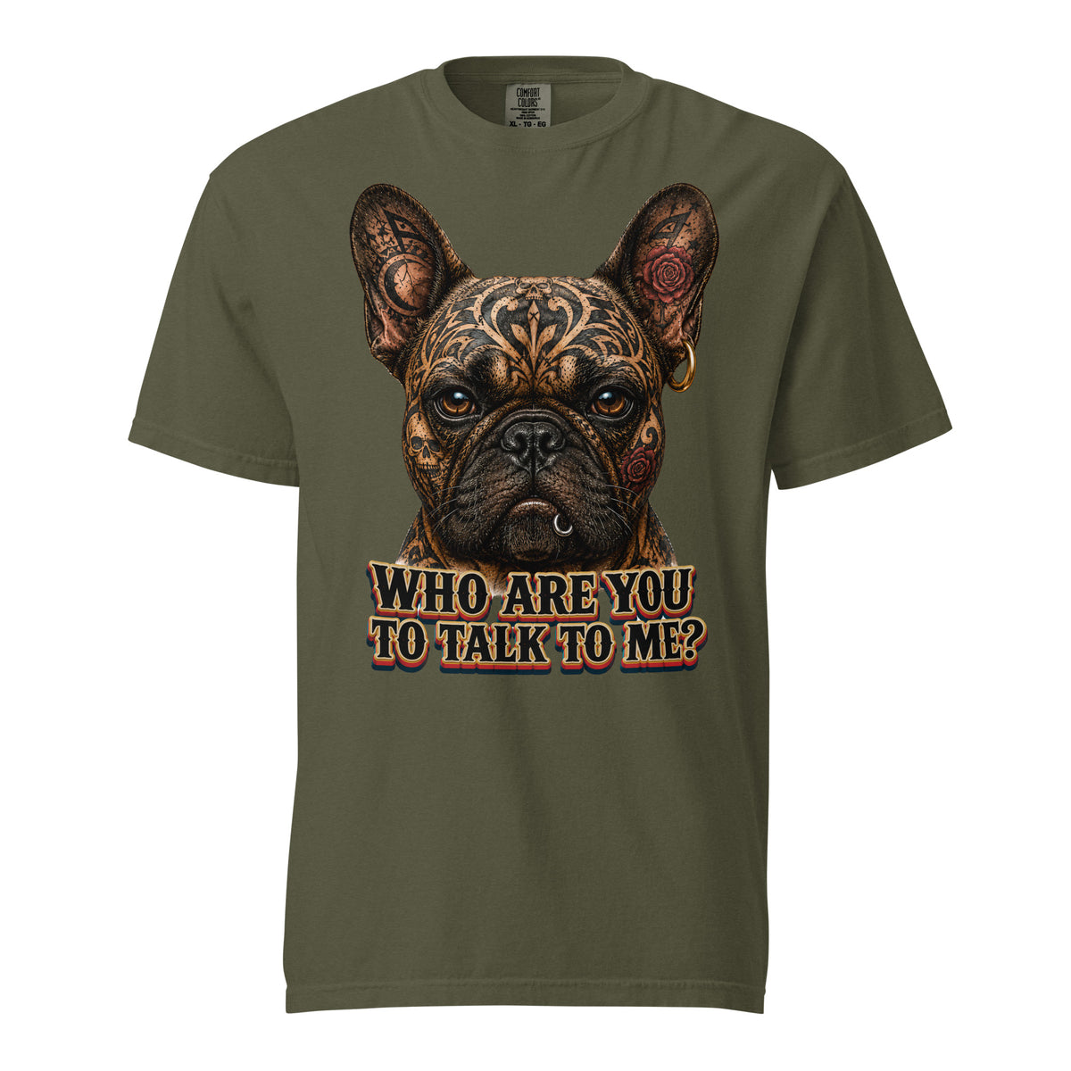 Edgy Frenchie Heavyweight Tee - Garment Dyed French Bulldog Lovers T-Shirt T-1 by printfluence.net