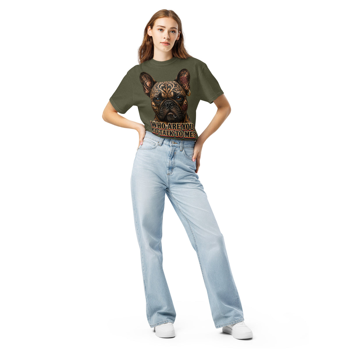 Edgy Frenchie Heavyweight Tee - Garment Dyed French Bulldog Lovers T-Shirt T-1 by printfluence.net