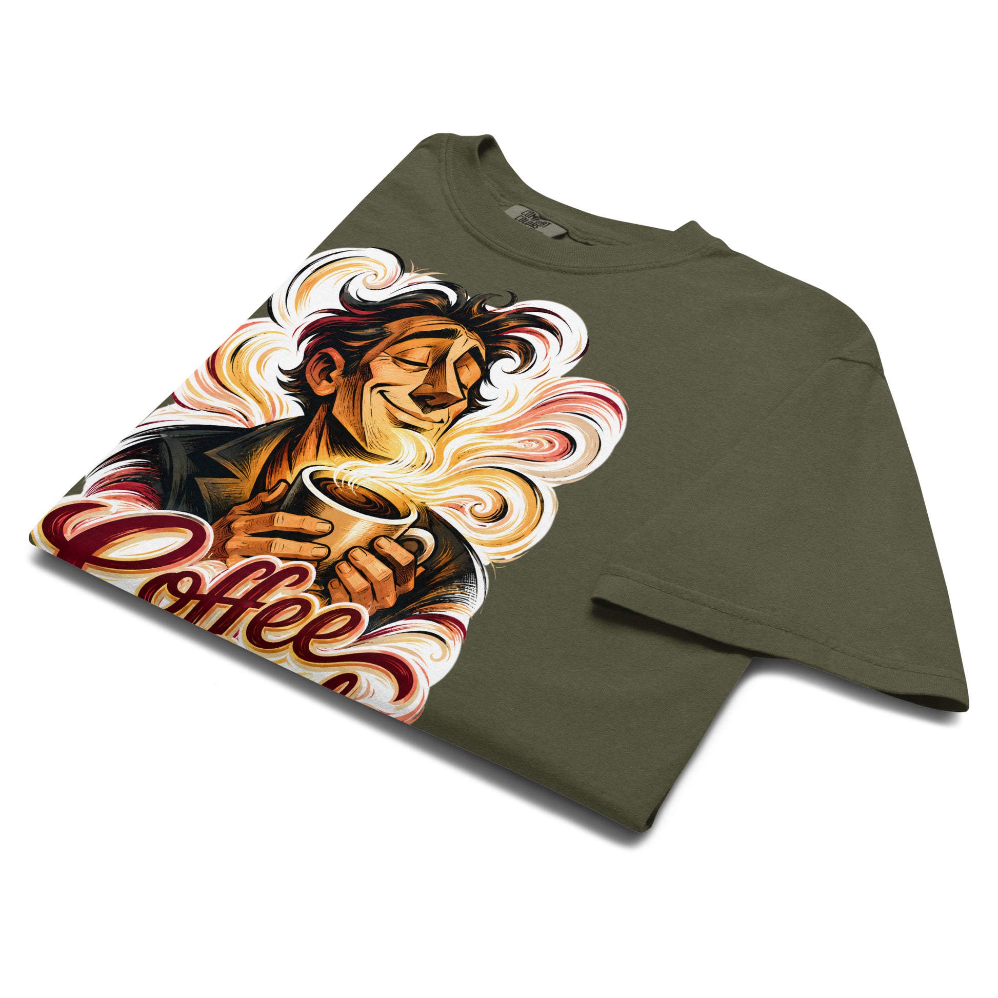 Coffee Lovers Unisex Garment-Dyed Heavyweight T-shirt Coffee Heals – Soulful Morning Motivation Graphic Tee by printfluence.net