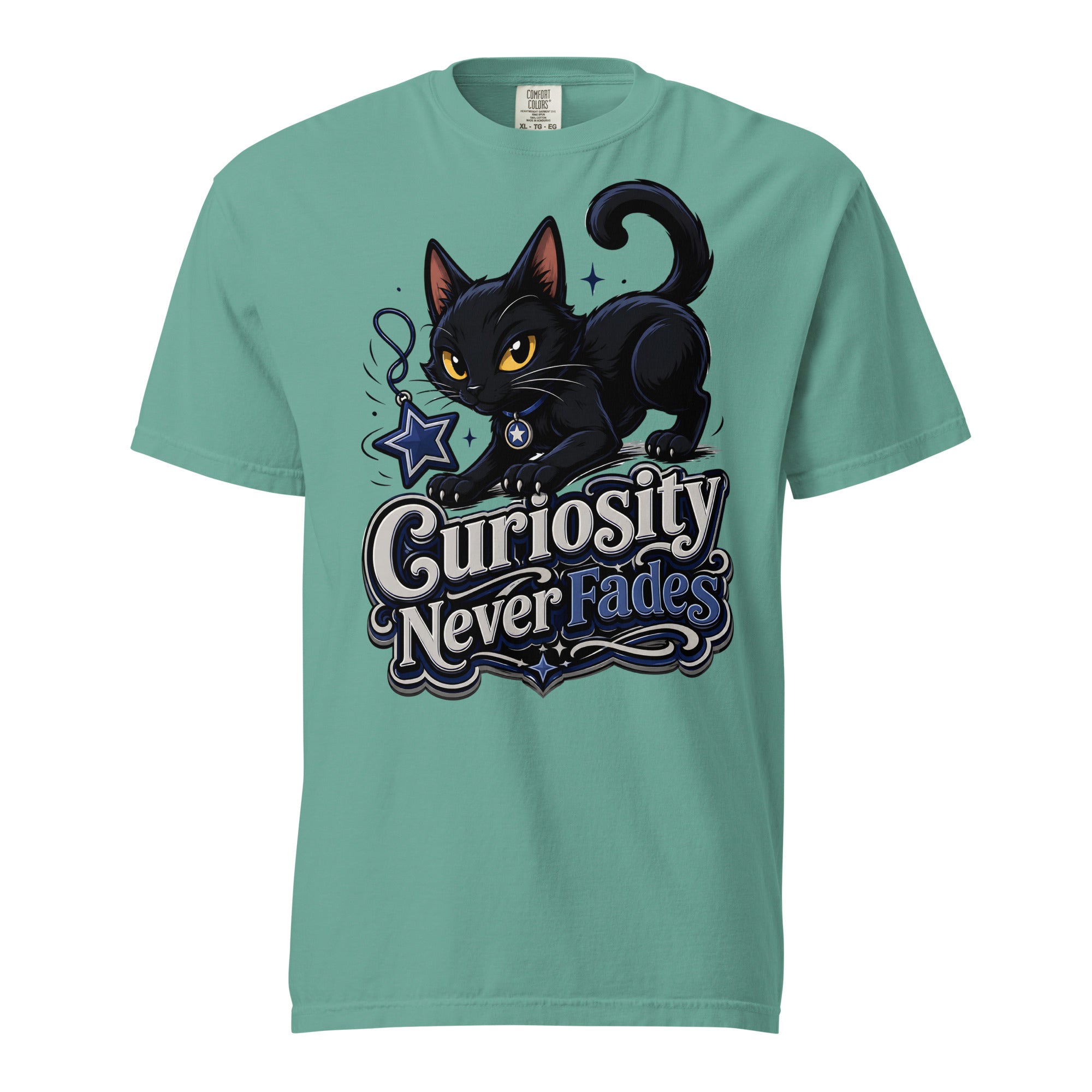 Curiosity Never Fades Cat Lovers Heavyweight Tee by printfluence.net