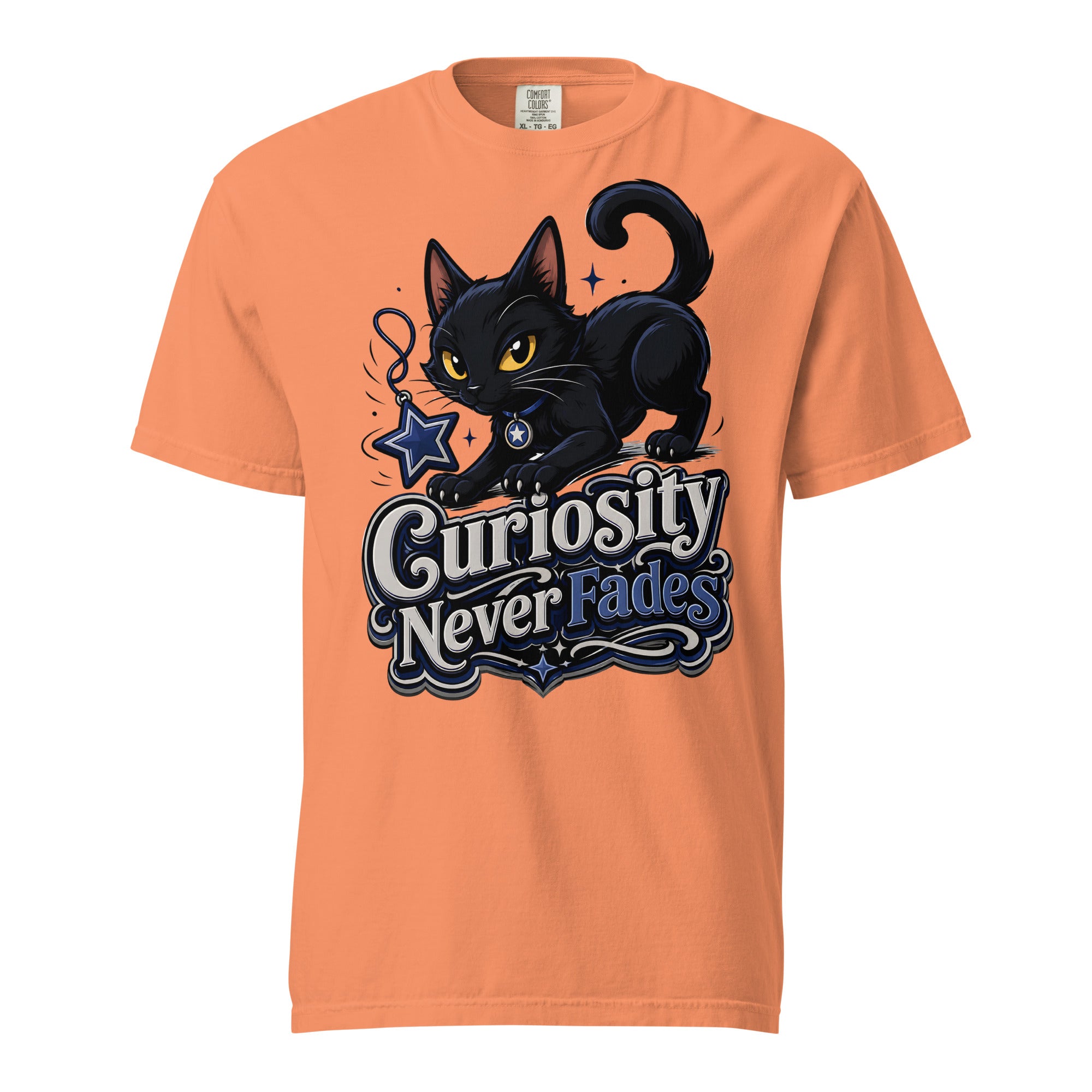 Curiosity Never Fades Cat Lovers Heavyweight Tee by printfluence.net