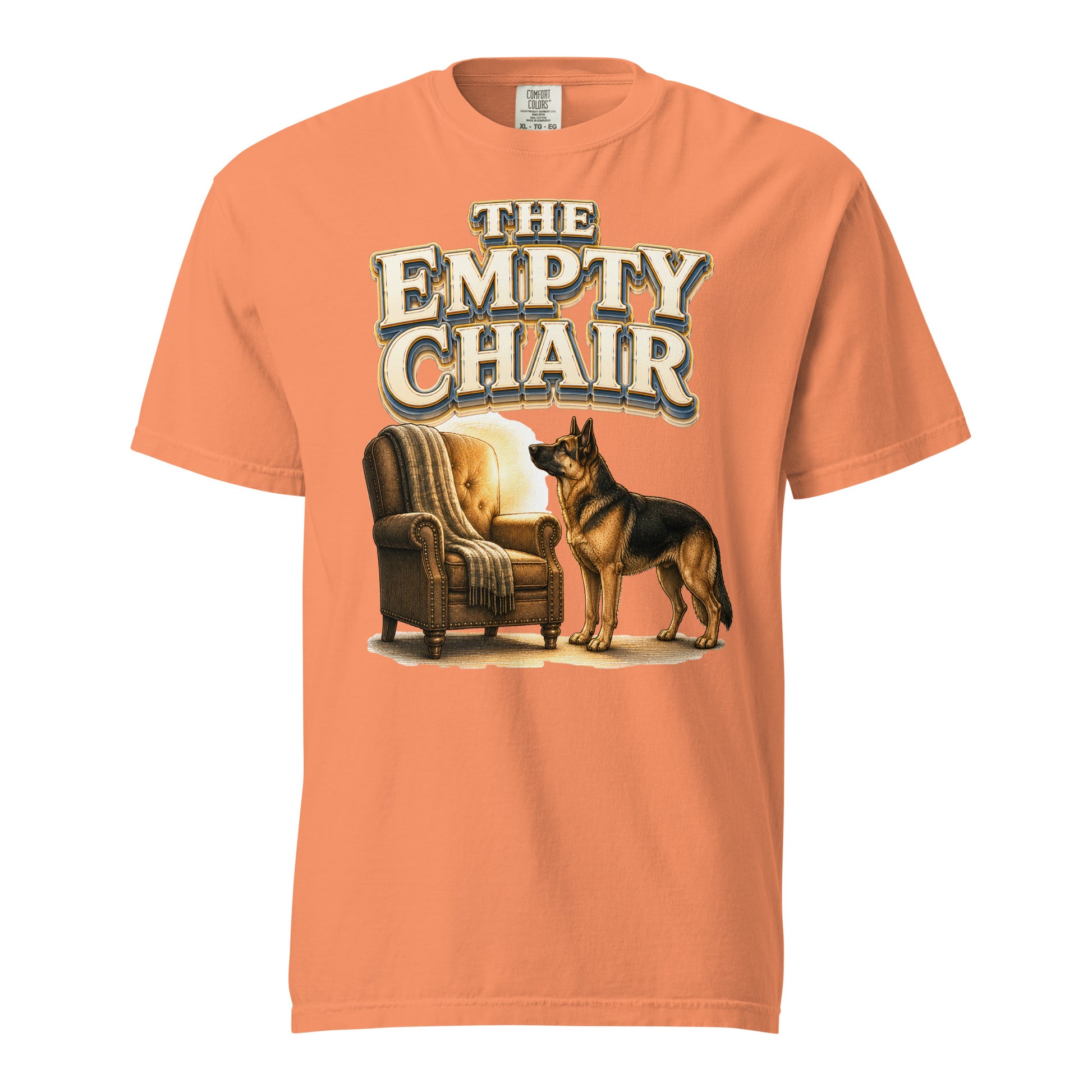 German Shepherd Empty Chair Heavyweight T-Shirt by printfluence.net