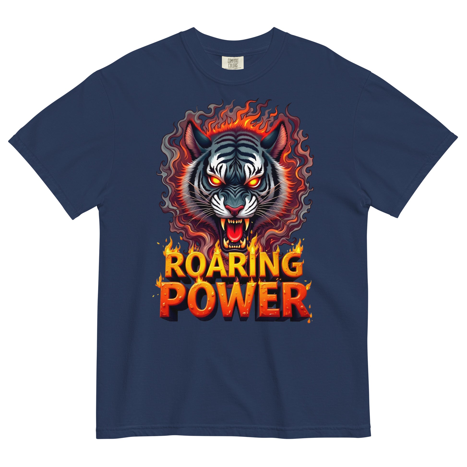 Unisex garment-dyed heavyweight t-shirt - Roaring Power Tiger Heavyweight Tee – Fierce Garment-Dyed Unisex by printfluence.net