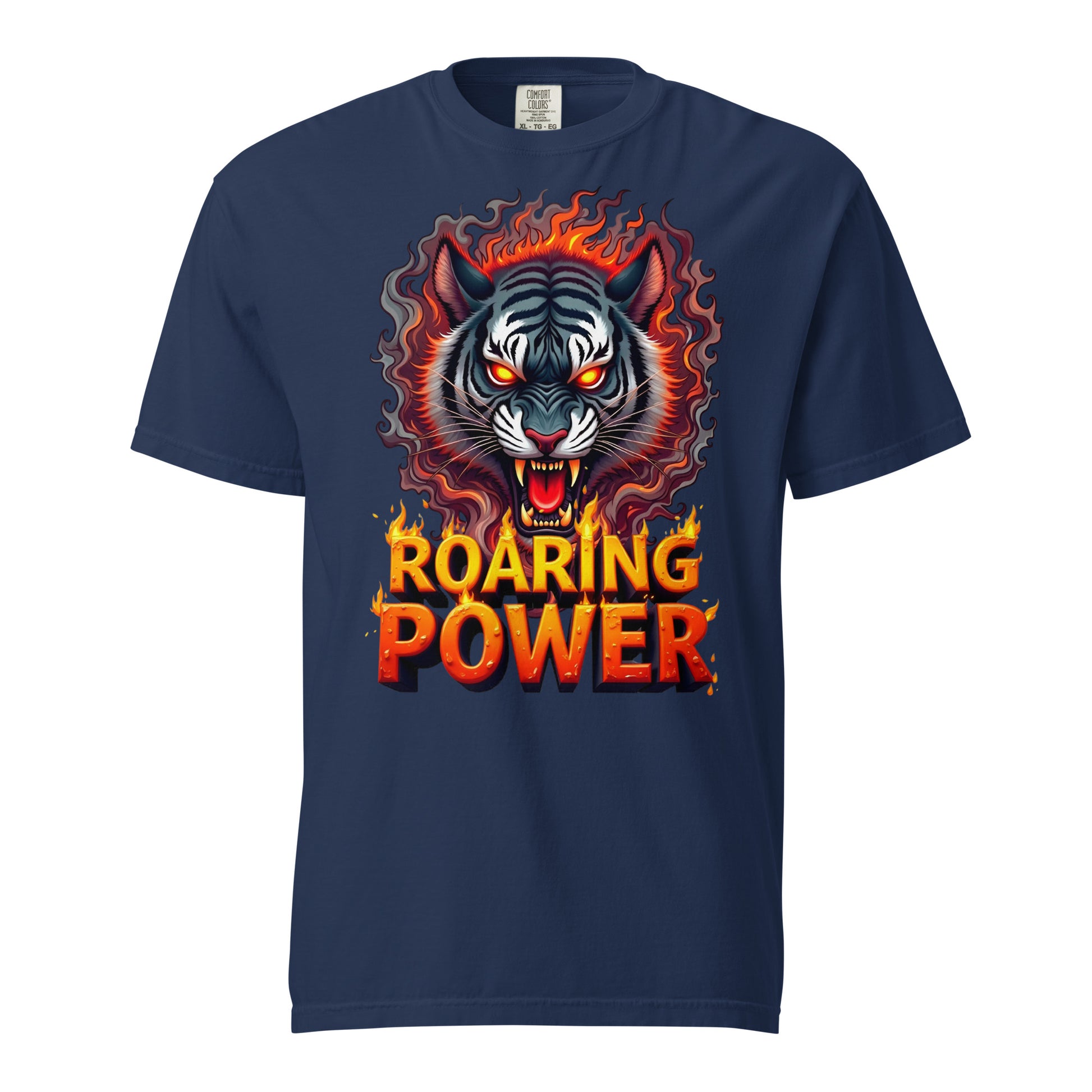 Unisex garment-dyed heavyweight t-shirt - Roaring Power Tiger Heavyweight Tee – Fierce Garment-Dyed Unisex by printfluence.net