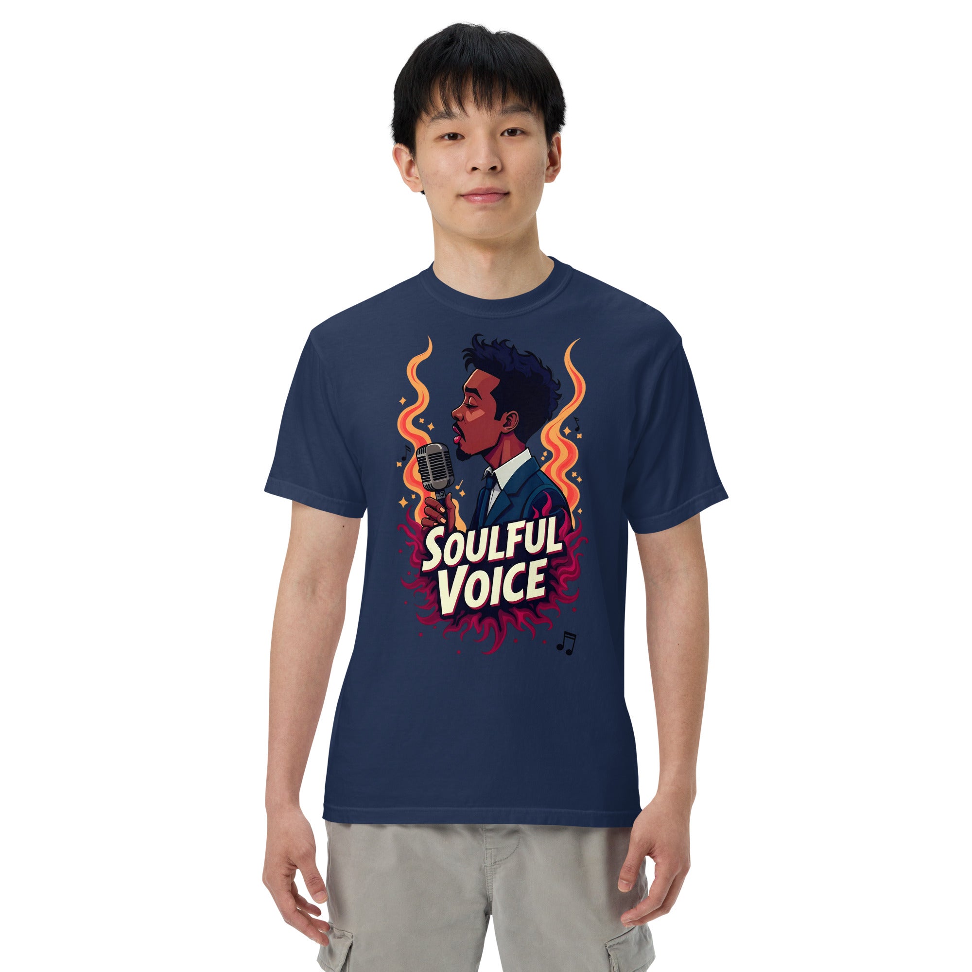 Unisex garment-dyed heavyweight t-shirt - Fire Soul T-Shirt – Unisex Singer Fiery Stage Graphic Tee by printfluence.net