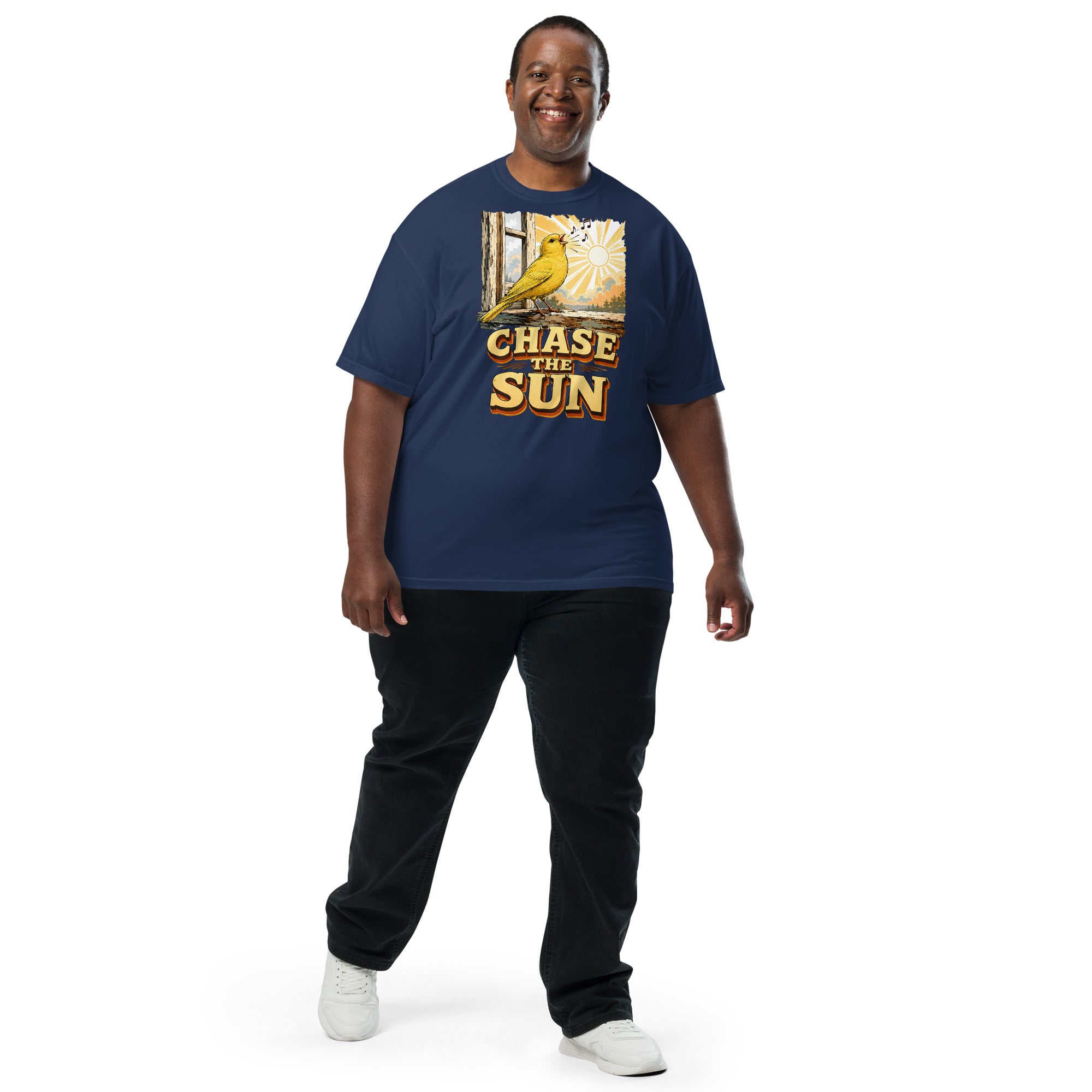 Vintage Chase The Sun Faded Oversized Tee - Retro Canary Lovers T-Shirt T-1 by printfluence.net