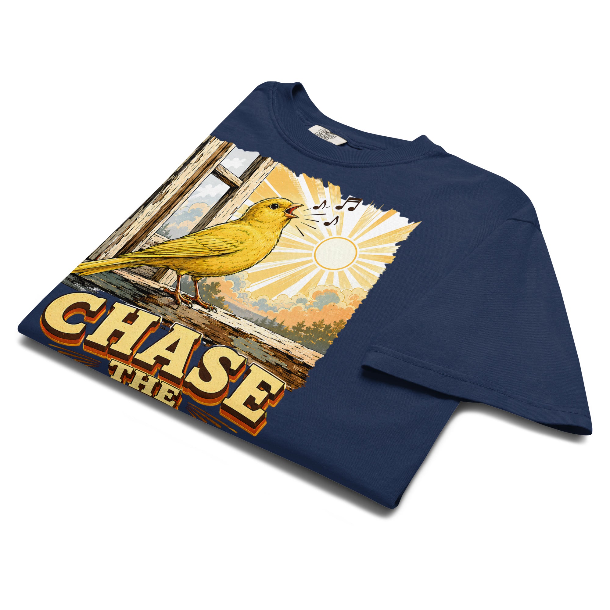 Vintage Chase The Sun Faded Oversized Tee - Retro Canary Lovers T-Shirt T-1 by printfluence.net