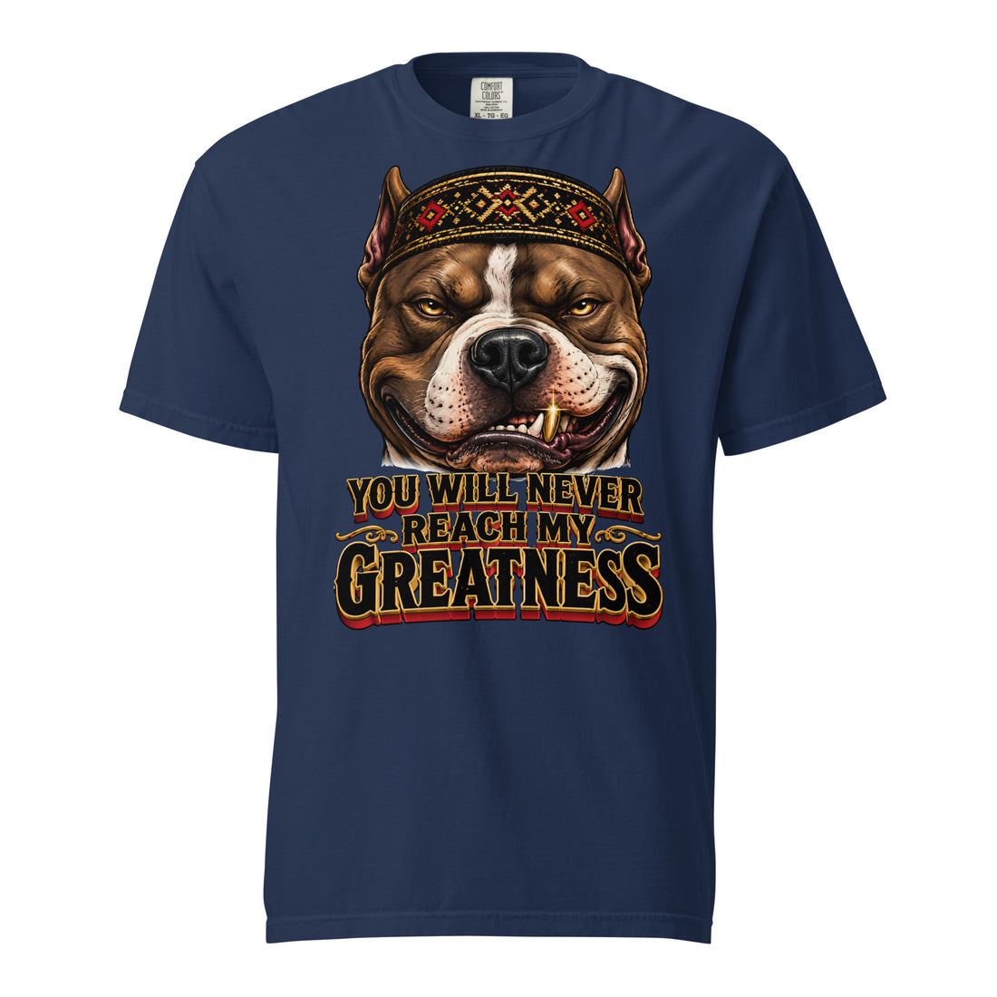 Never Reach My Greatness Tee - Retro Pitbull Lovers Heavyweight T-Shirt T-1 by printfluence.net
