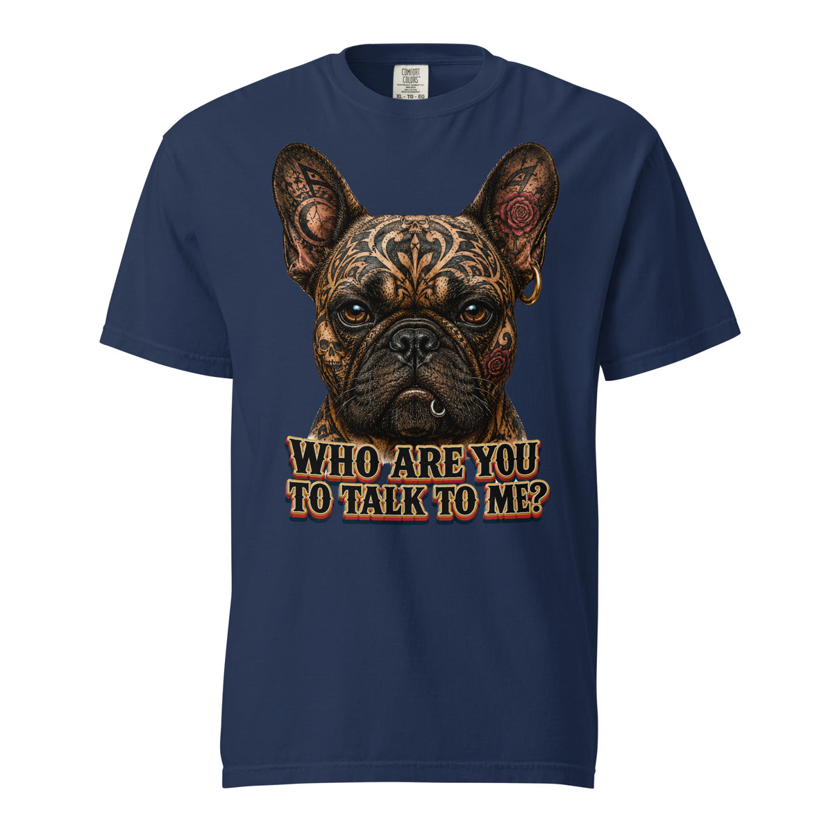 Edgy Frenchie Heavyweight Tee - Garment Dyed French Bulldog Lovers T-Shirt T-1 by printfluence.net