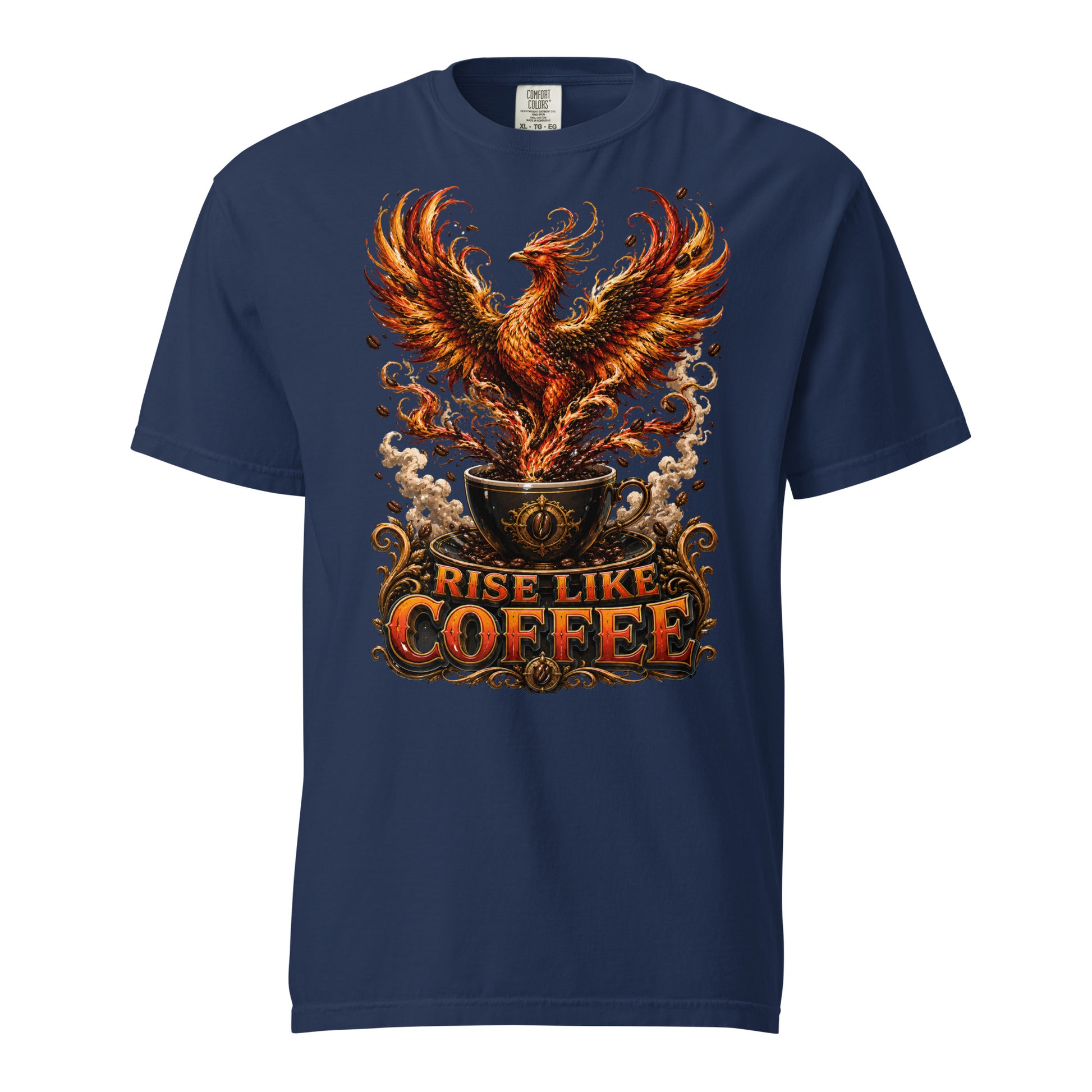 Coffee Lovers Unisex Garment-Dyed Heavyweight T-shirt Rise Like Coffee – Epic Phoenix Graphic Tee by printfluence.net