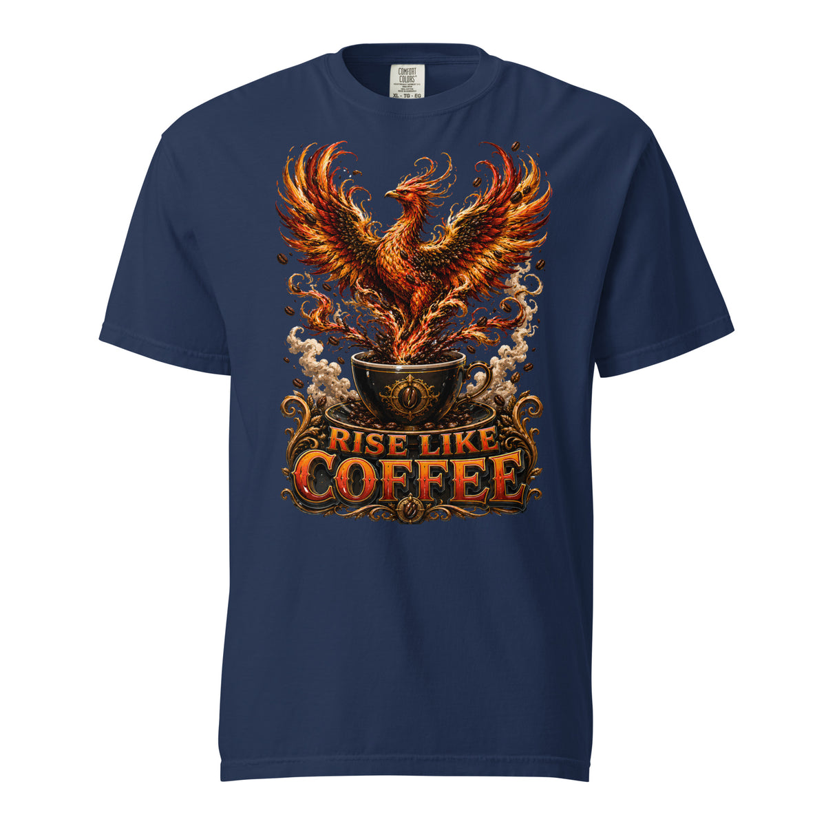 Coffee Lovers Unisex Garment-Dyed Heavyweight T-shirt Rise Like Coffee – Epic Phoenix Graphic Tee by printfluence.net
