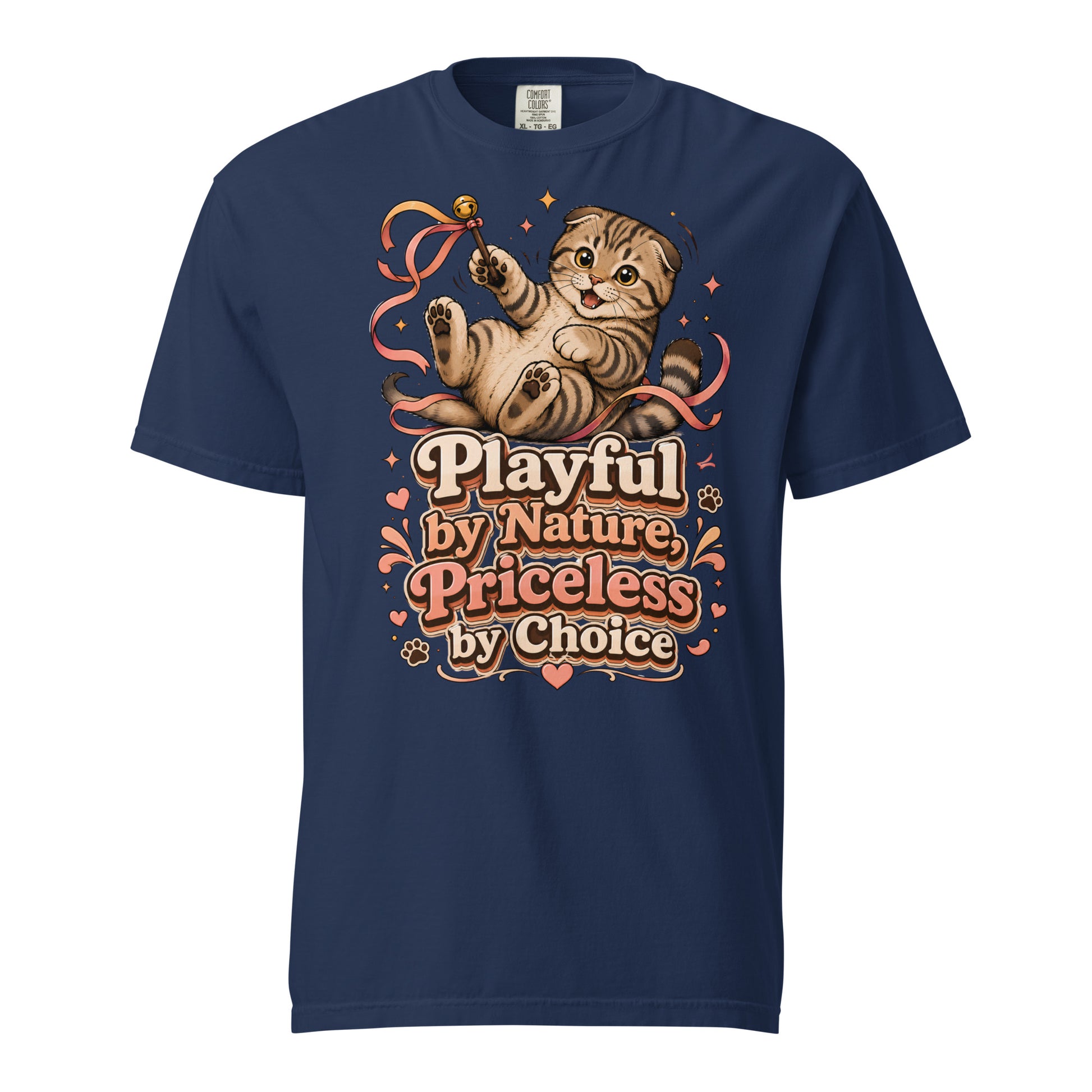 Cat Lovers Unisex Garment-Dyed Heavyweight T-Shirt "Playful by Nature, Priceless by Choice" by printfluence.net