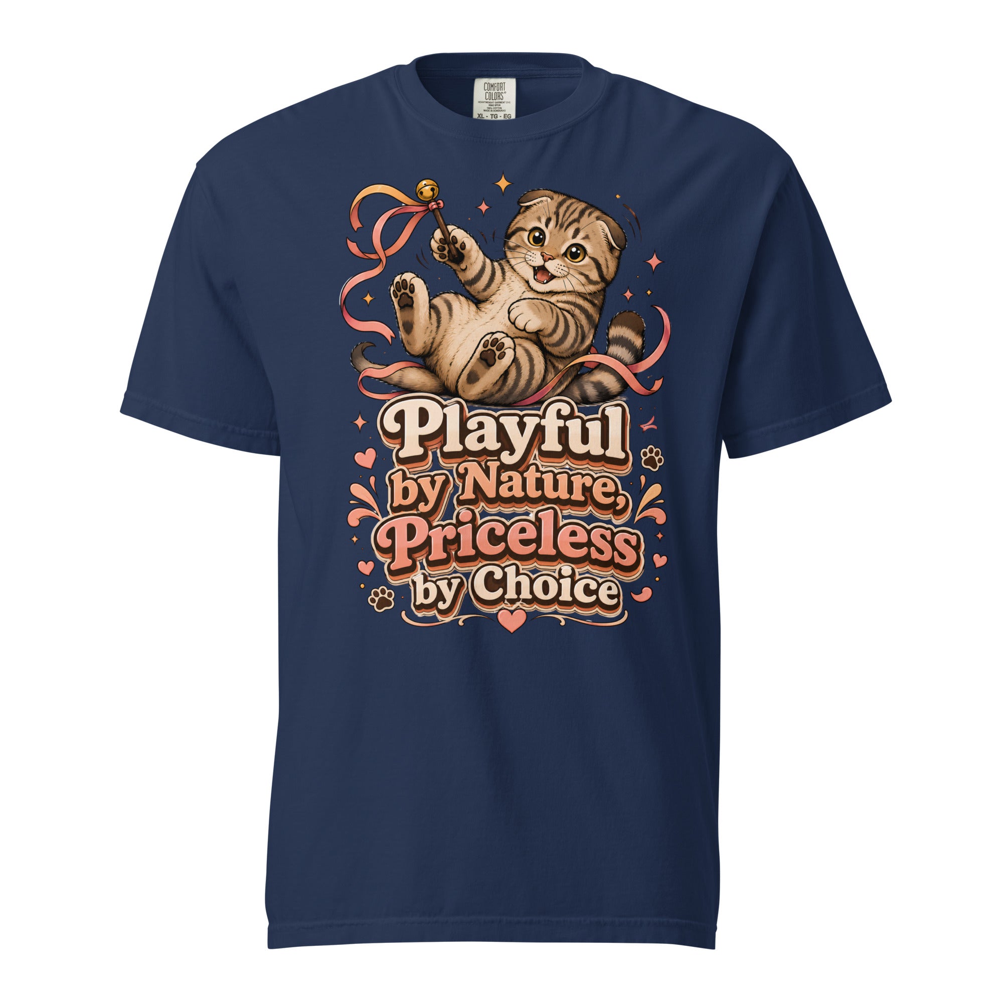 Cat Lovers Unisex Garment-Dyed Heavyweight T-Shirt "Playful by Nature, Priceless by Choice" by printfluence.net