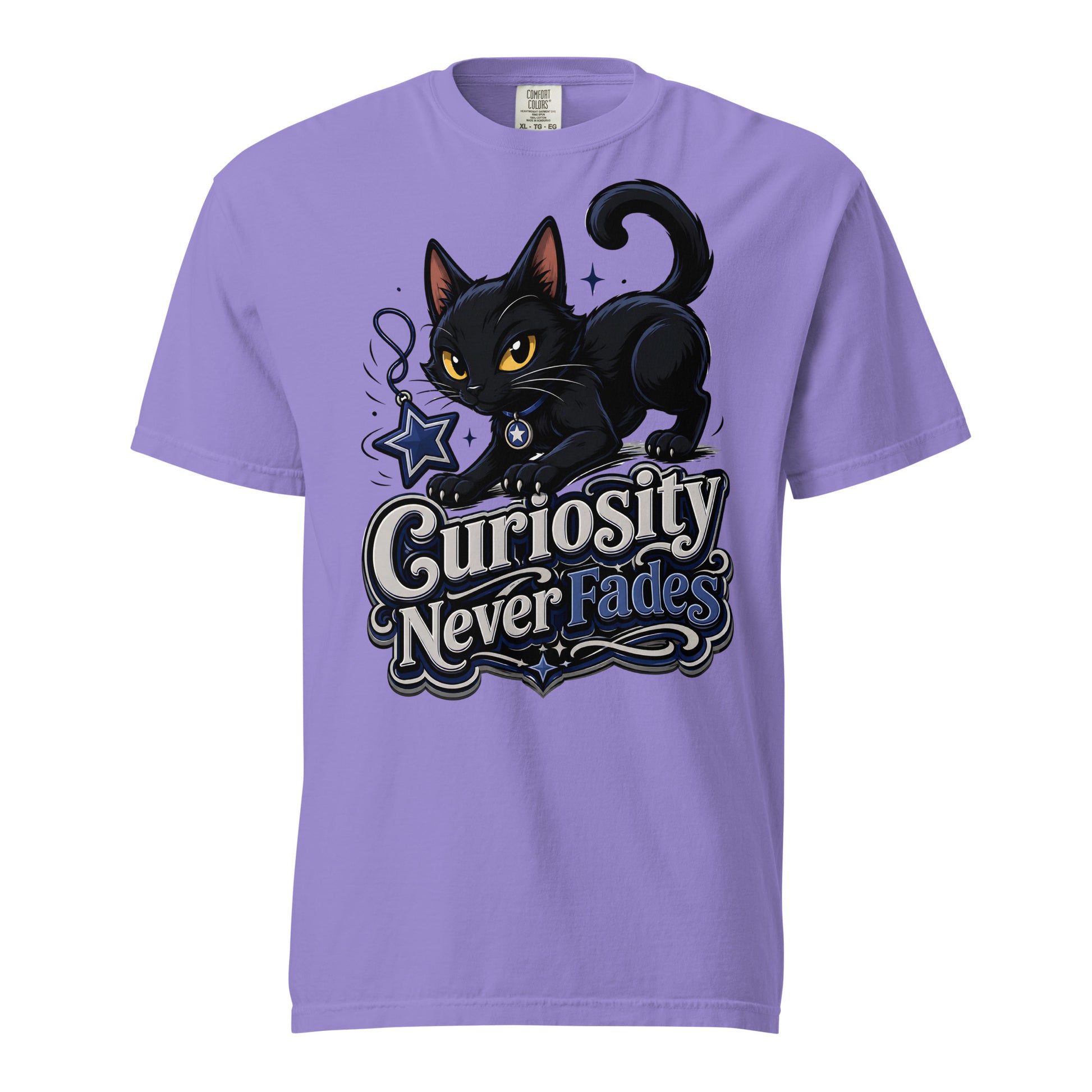 Curiosity Never Fades Cat Lovers Heavyweight Tee by printfluence.net